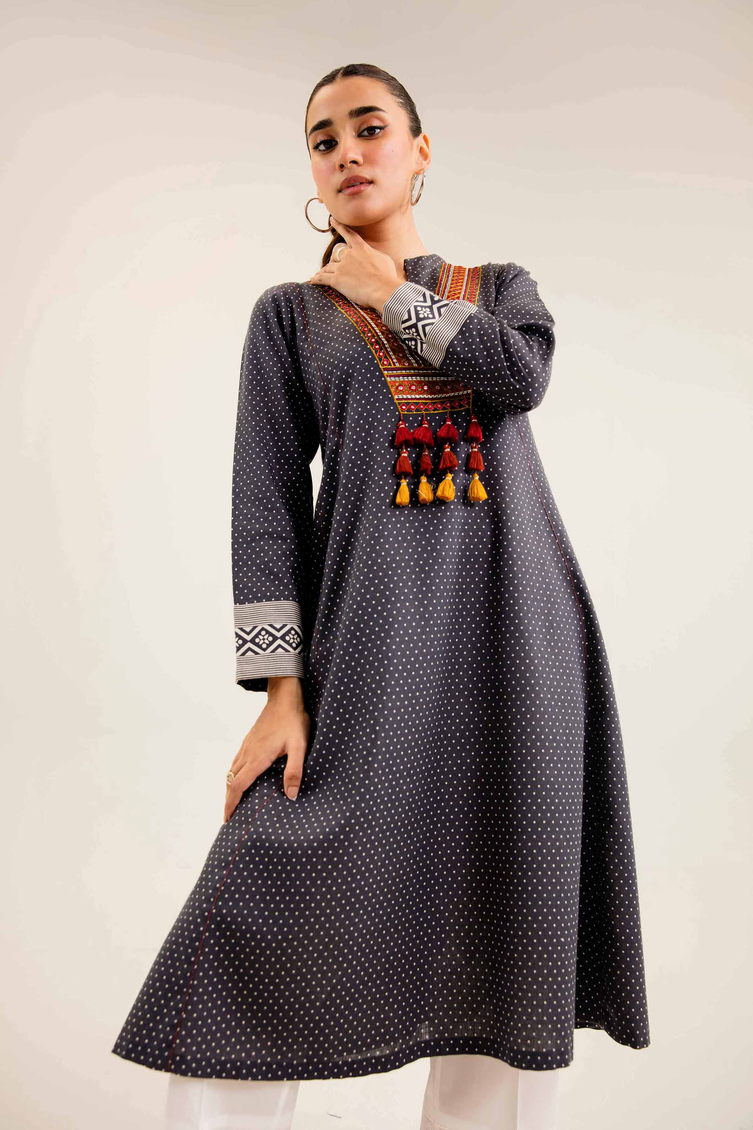 NishatUK - Brown Embroidered Karandi 1-piece ready to wear Shirt