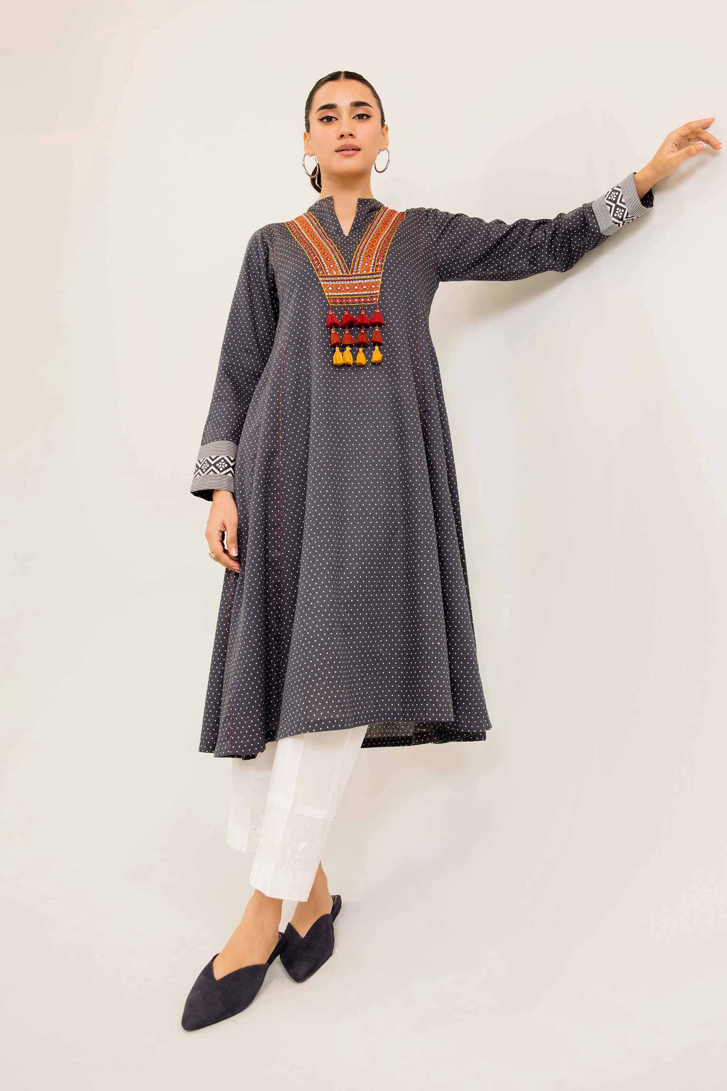 NishatUK - Brown Embroidered Karandi 1-piece ready to wear Shirt