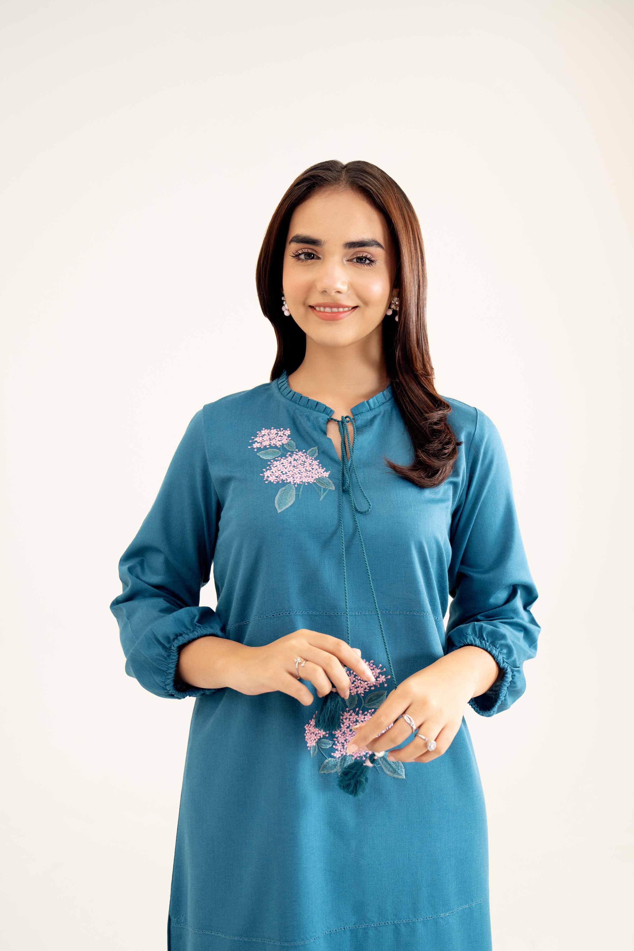 NishatUK - Teal Embroidered Karandi 1-piece ready to wear Shirt