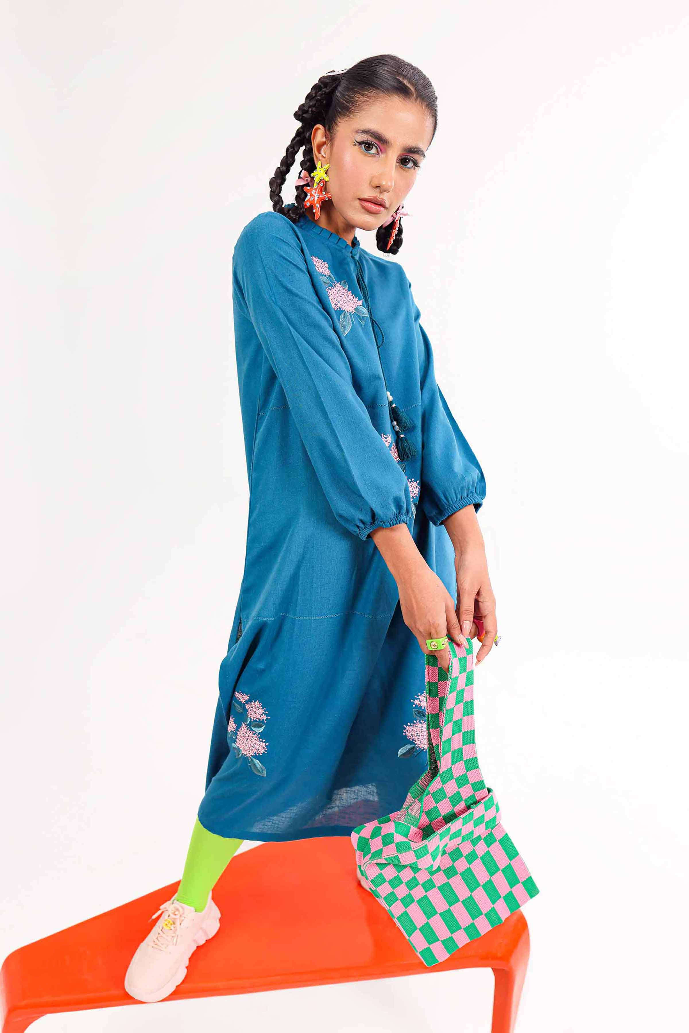 NishatUK - Teal Embroidered Karandi 1-piece ready to wear Shirt