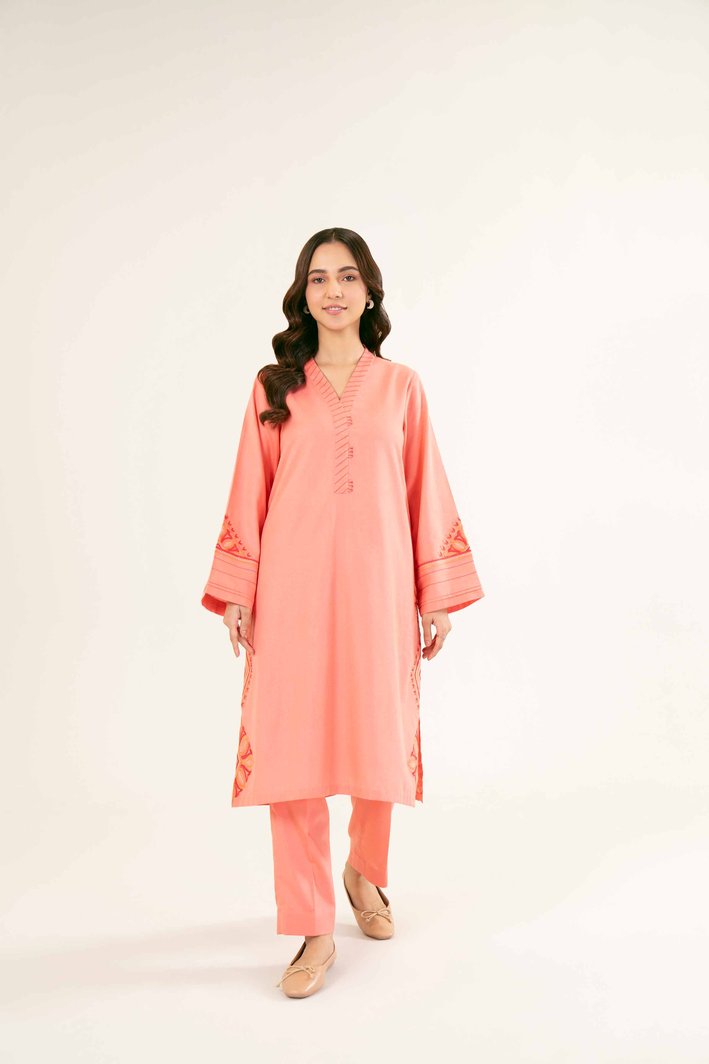 NishatUK - Brown Embroidered Karandi 2-piece ready to wear Dress