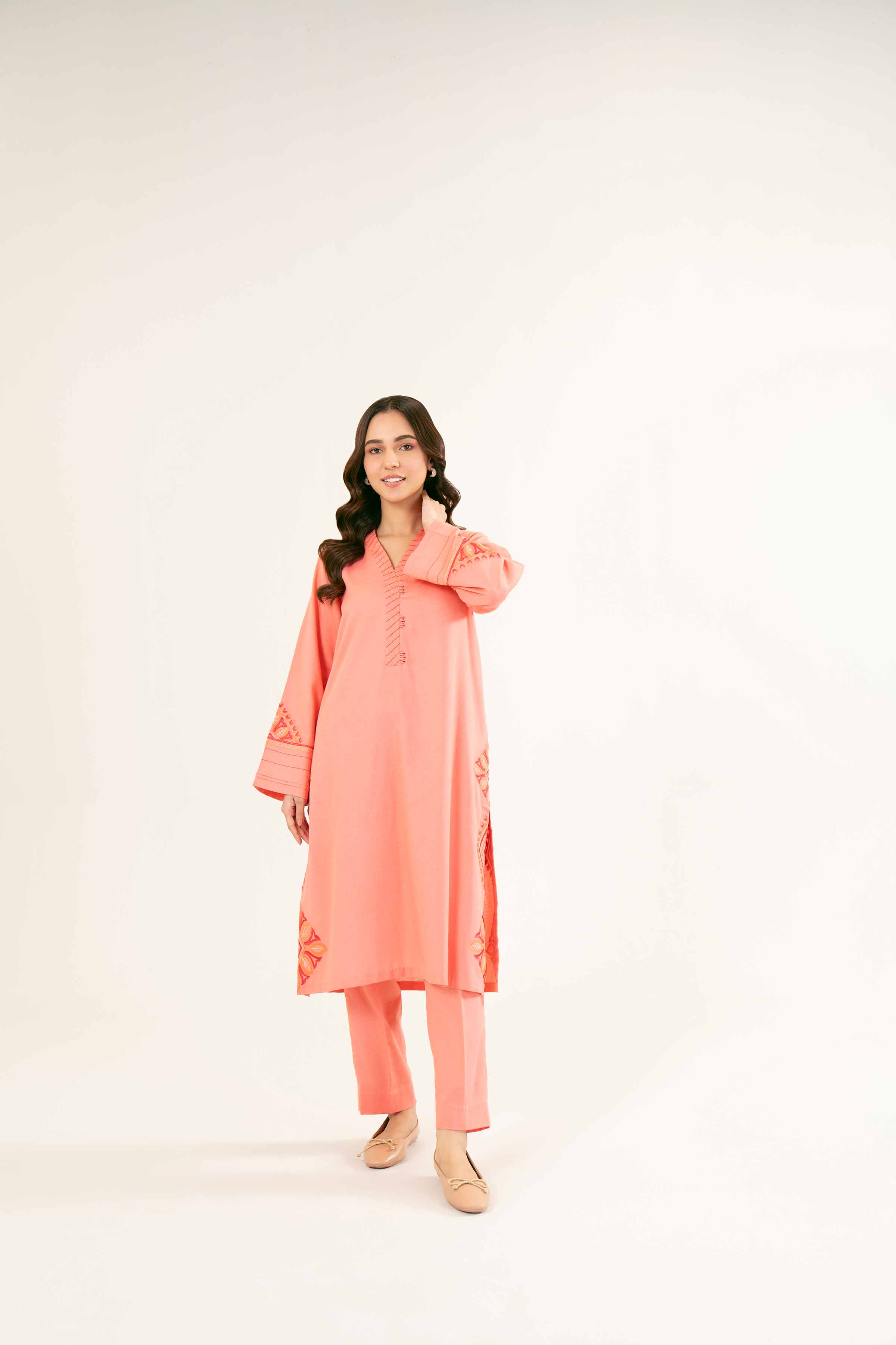 NishatUK - Brown Embroidered Karandi 2-piece ready to wear Dress