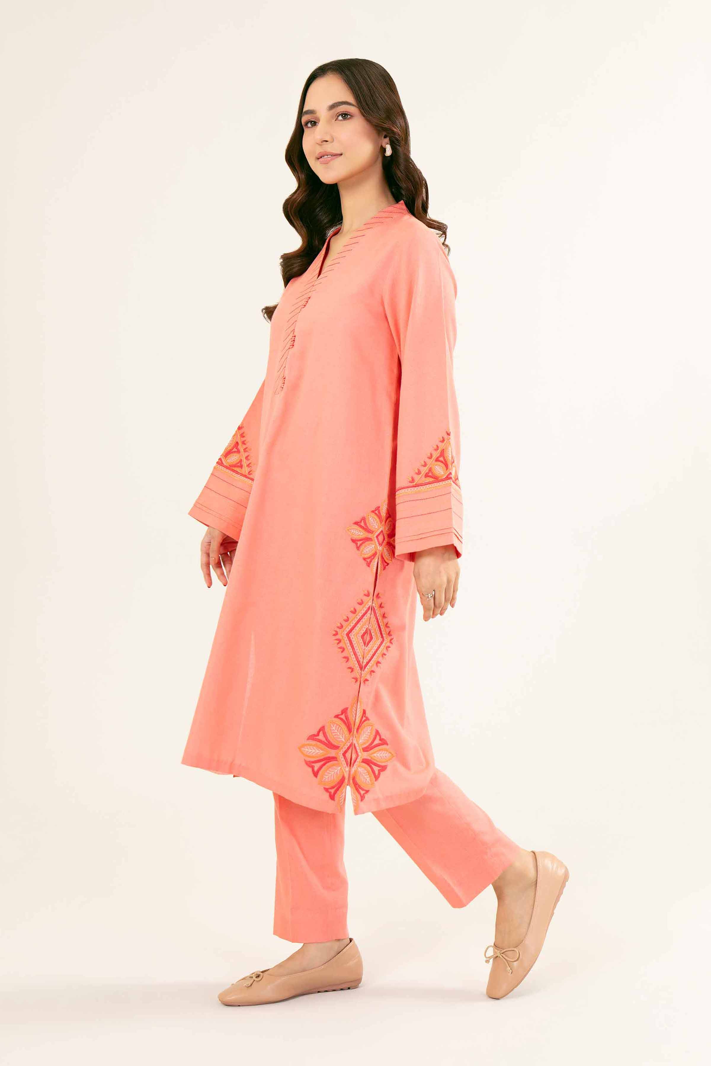 NishatUK - Brown Embroidered Karandi 2-piece ready to wear Dress
