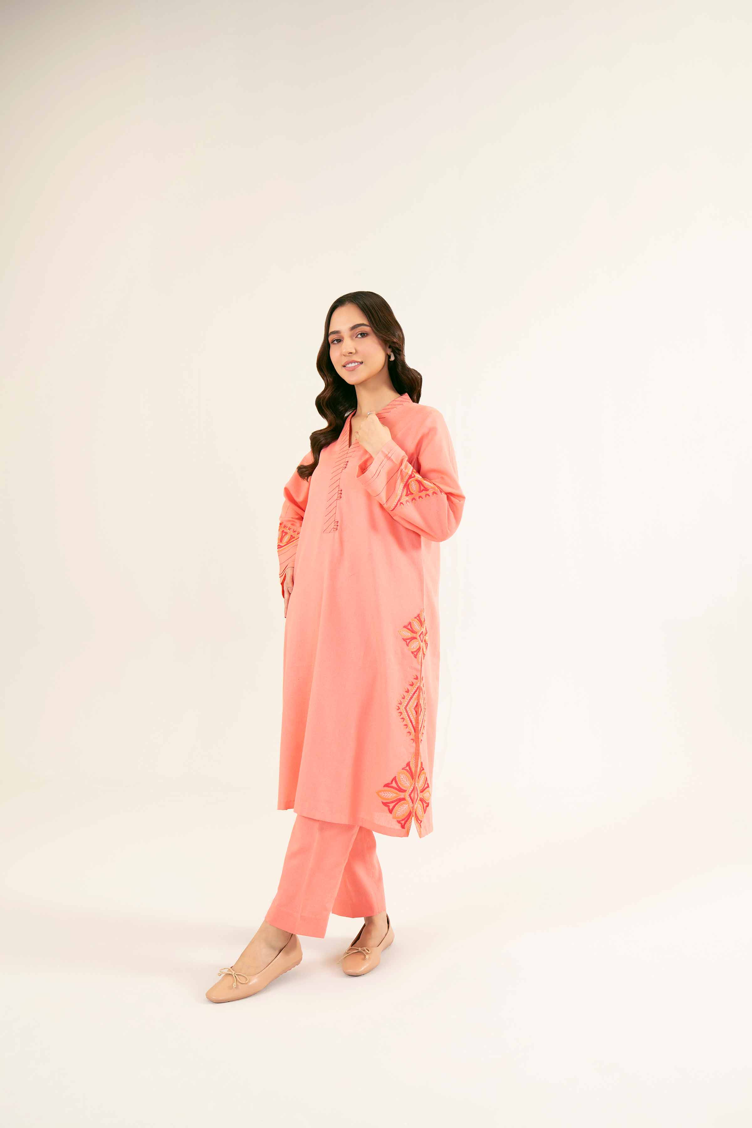 NishatUK - Brown Embroidered Karandi 2-piece ready to wear Dress