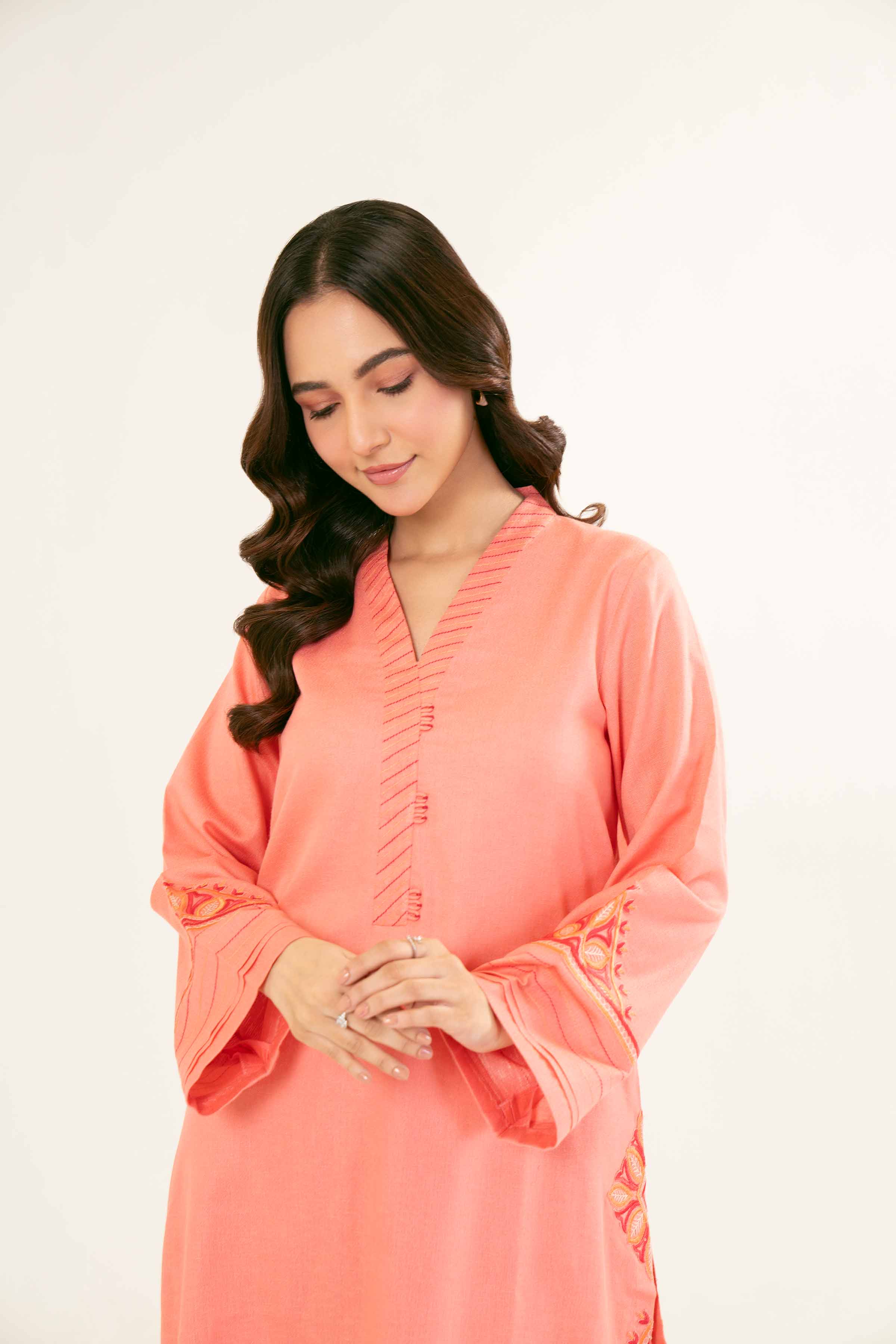 NishatUK - Brown Embroidered Karandi 2-piece ready to wear Dress