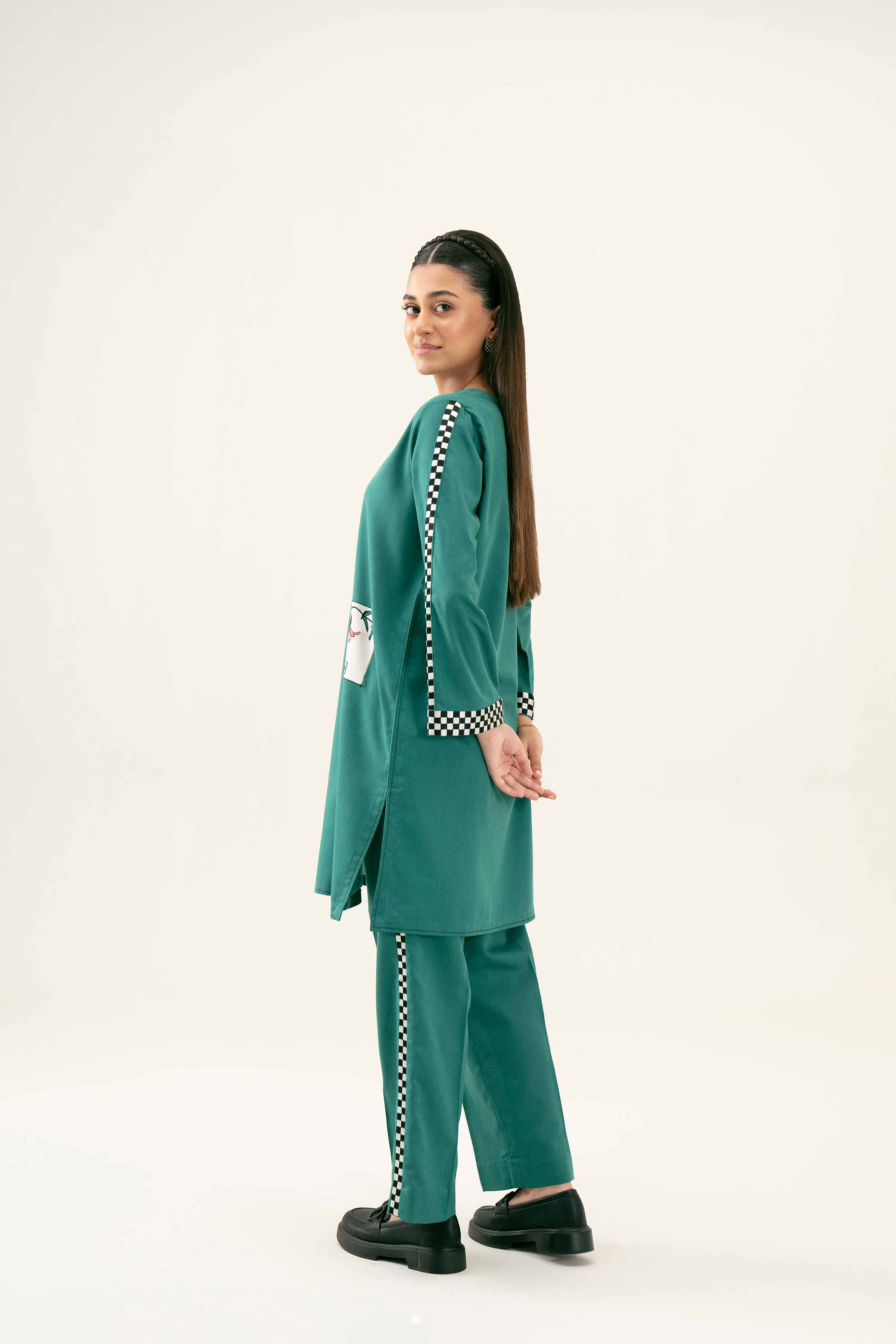 NishatUK - Green Embroidered Karandi 2-piece ready to wear Dress