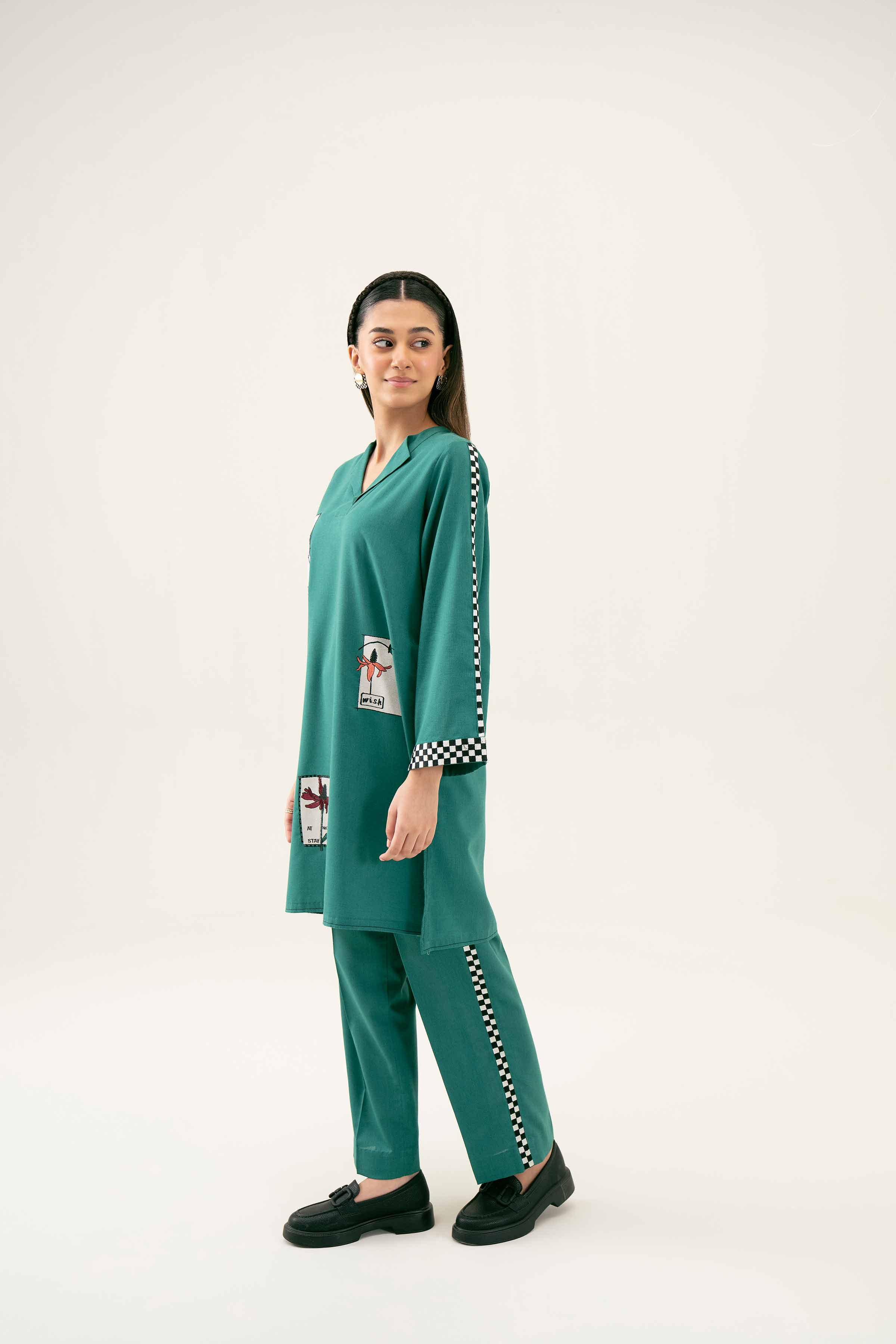 NishatUK - Green Embroidered Karandi 2-piece ready to wear Dress