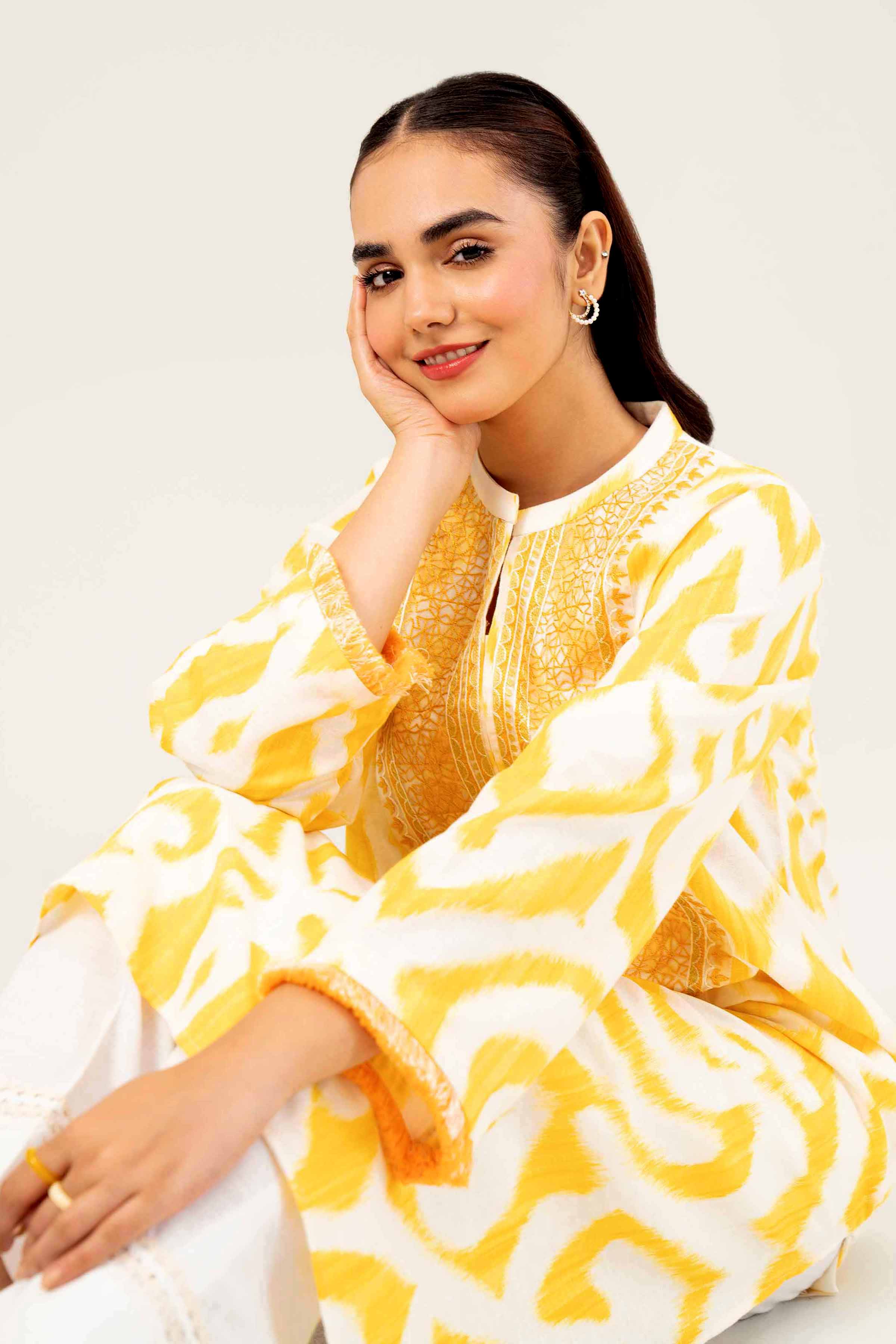 NishatUK - Yellow Embroidered Karandi 1-piece ready to wear Shirt