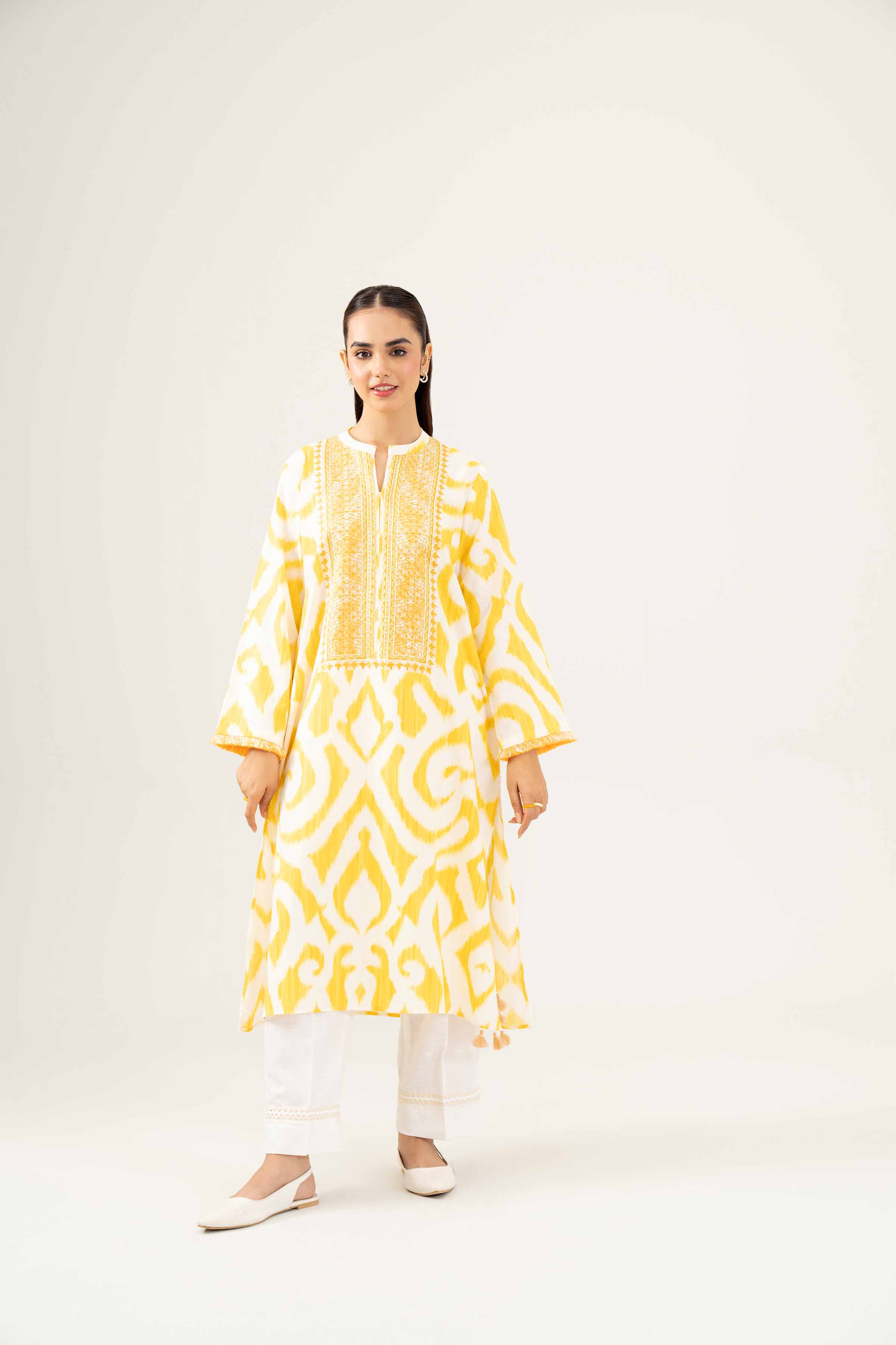 NishatUK - Yellow Embroidered Karandi 1-piece ready to wear Shirt