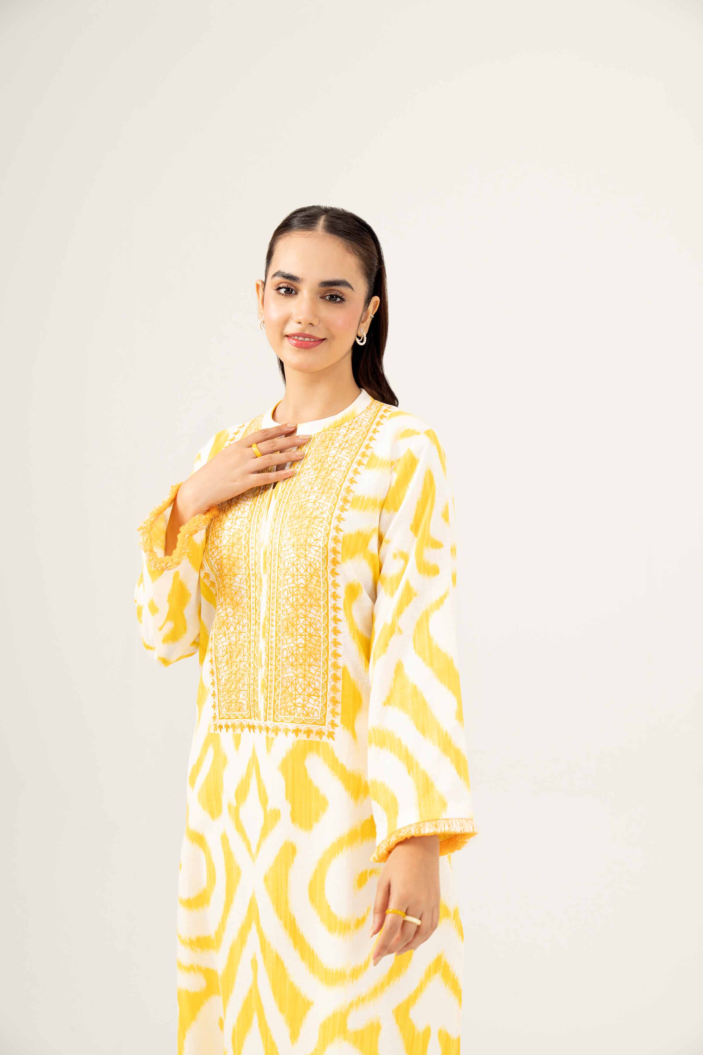 NishatUK - Yellow Embroidered Karandi 1-piece ready to wear Shirt