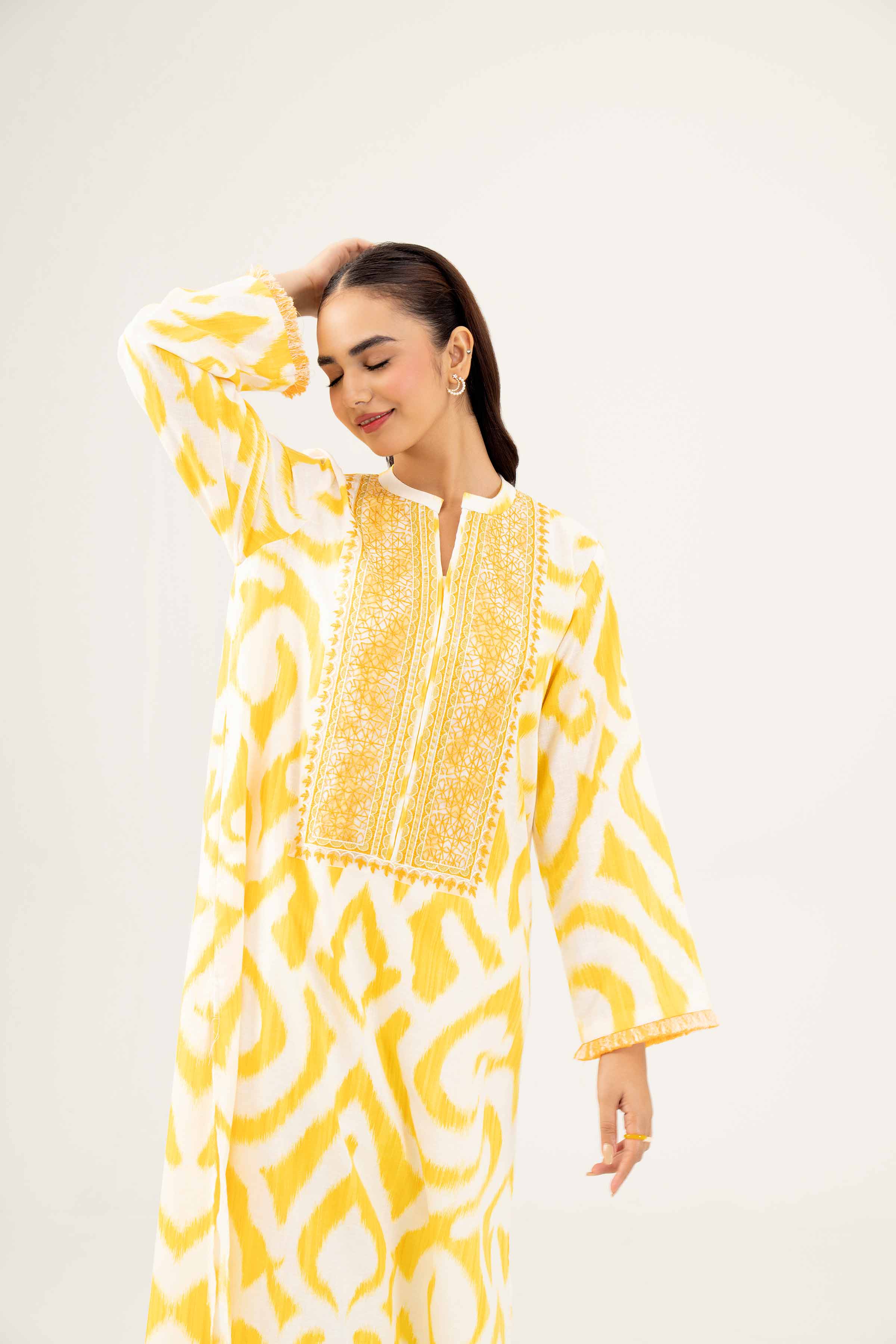 NishatUK - Yellow Embroidered Karandi 1-piece ready to wear Shirt