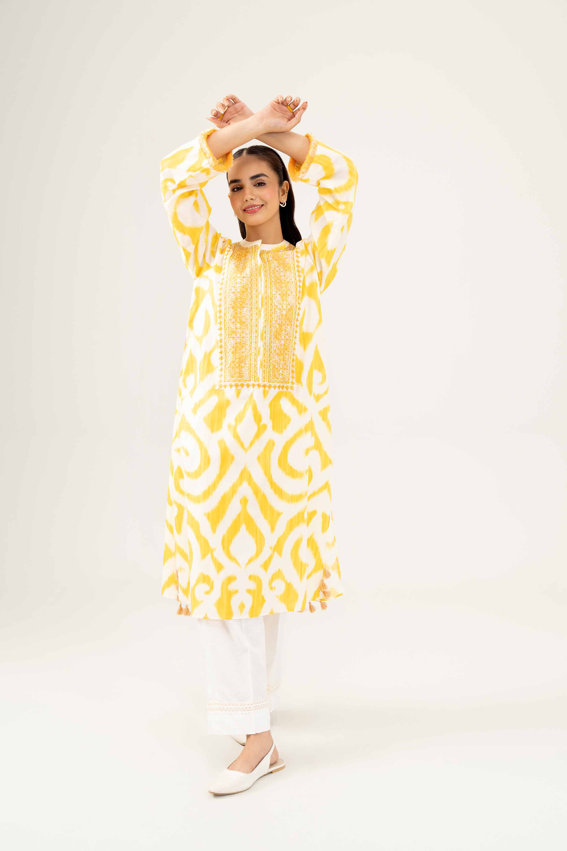 NishatUK - Yellow Embroidered Karandi 1-piece ready to wear Shirt