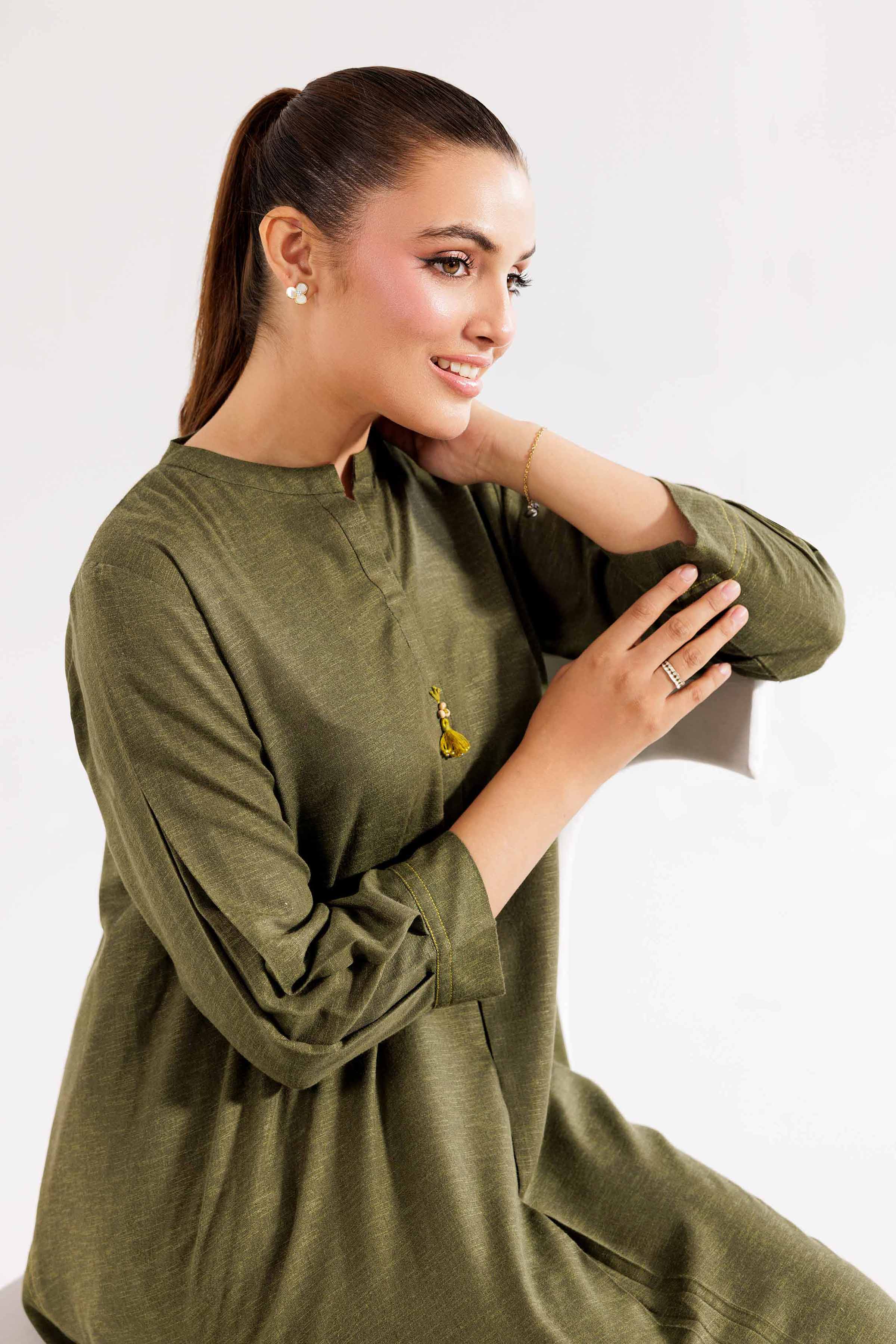 NishatUK - Green Solids Karandi 1-piece ready to wear Shirt