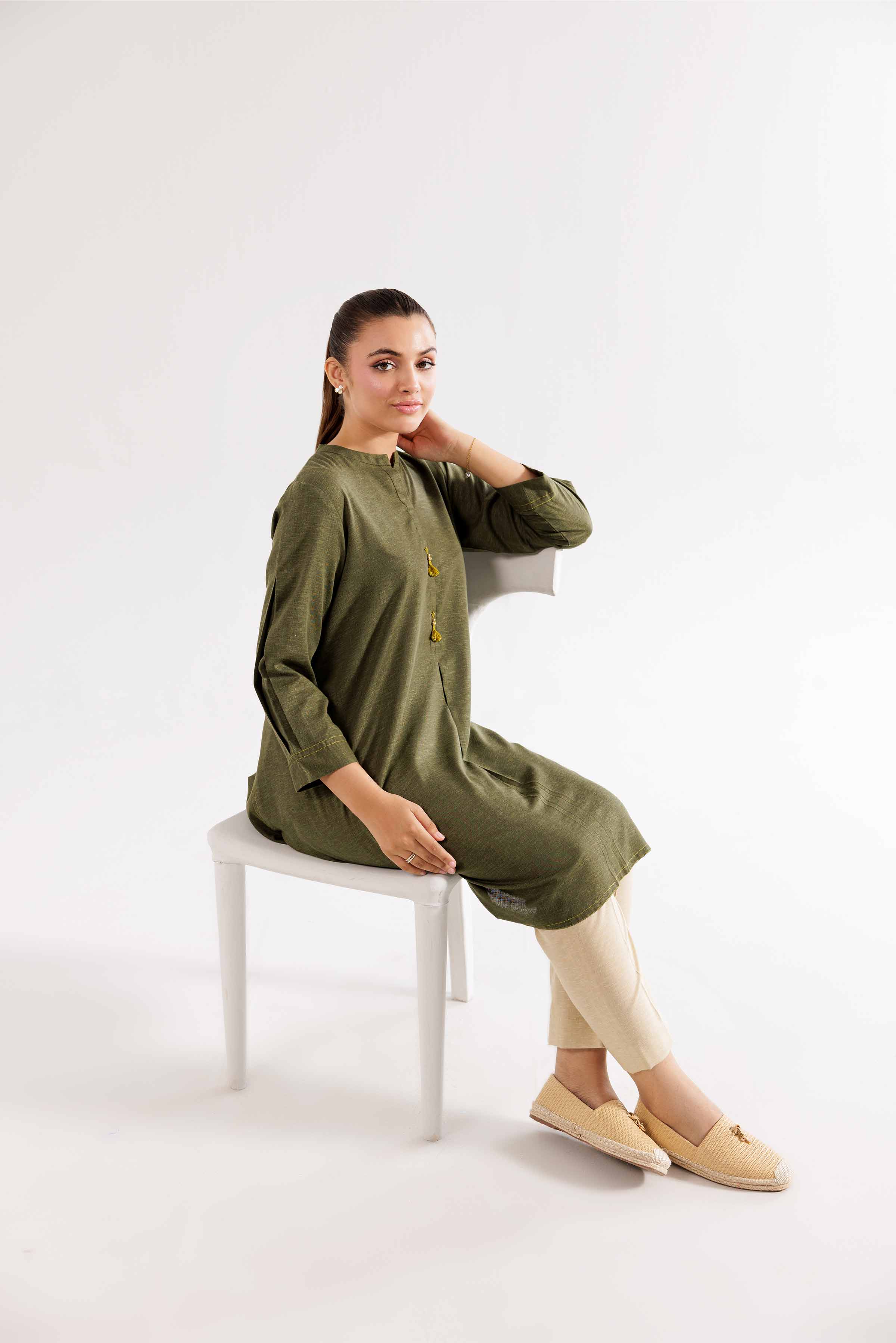 NishatUK - Green Solids Karandi 1-piece ready to wear Shirt