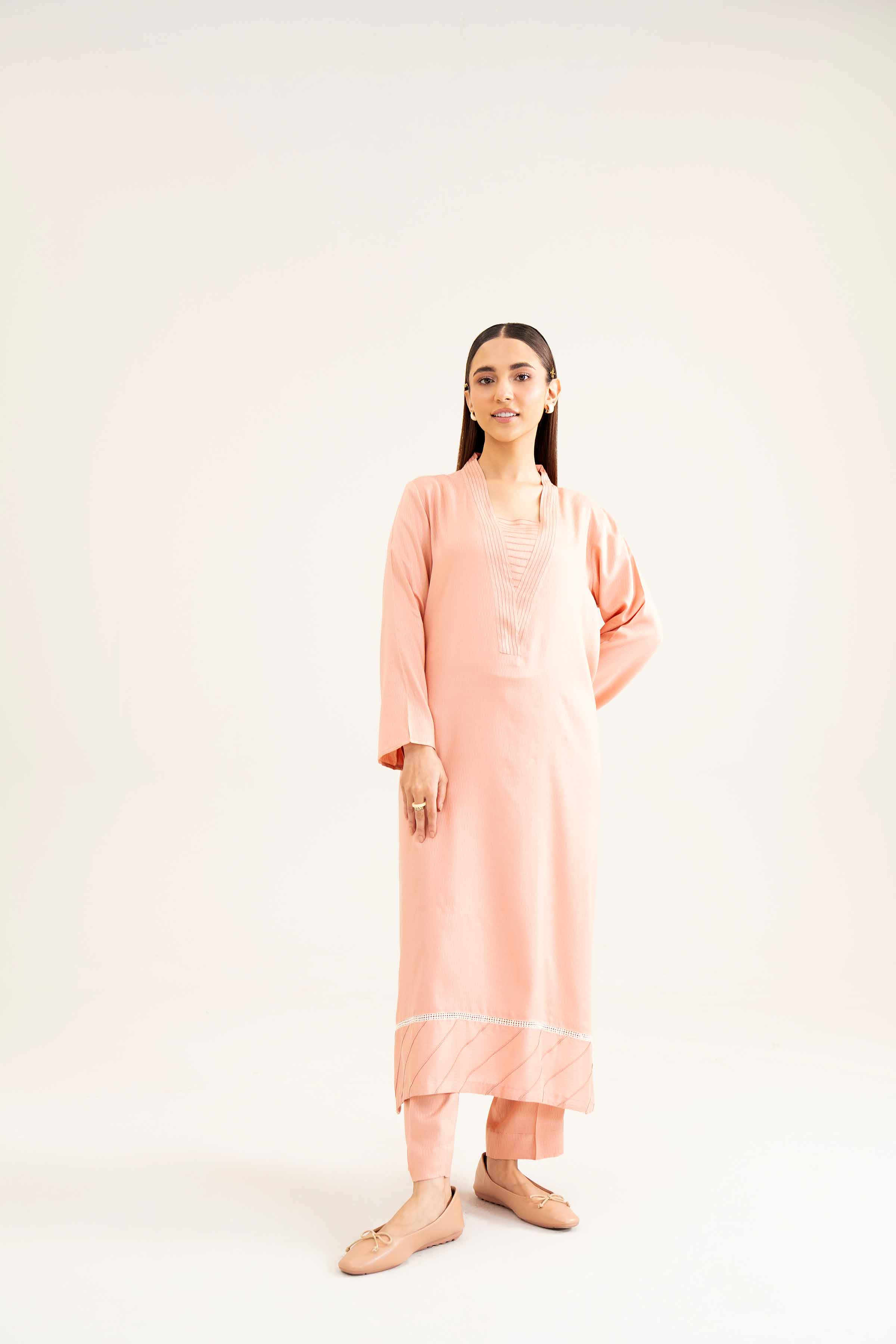 NishatUK - Brown Solids Texture 2-piece ready to wear Dress