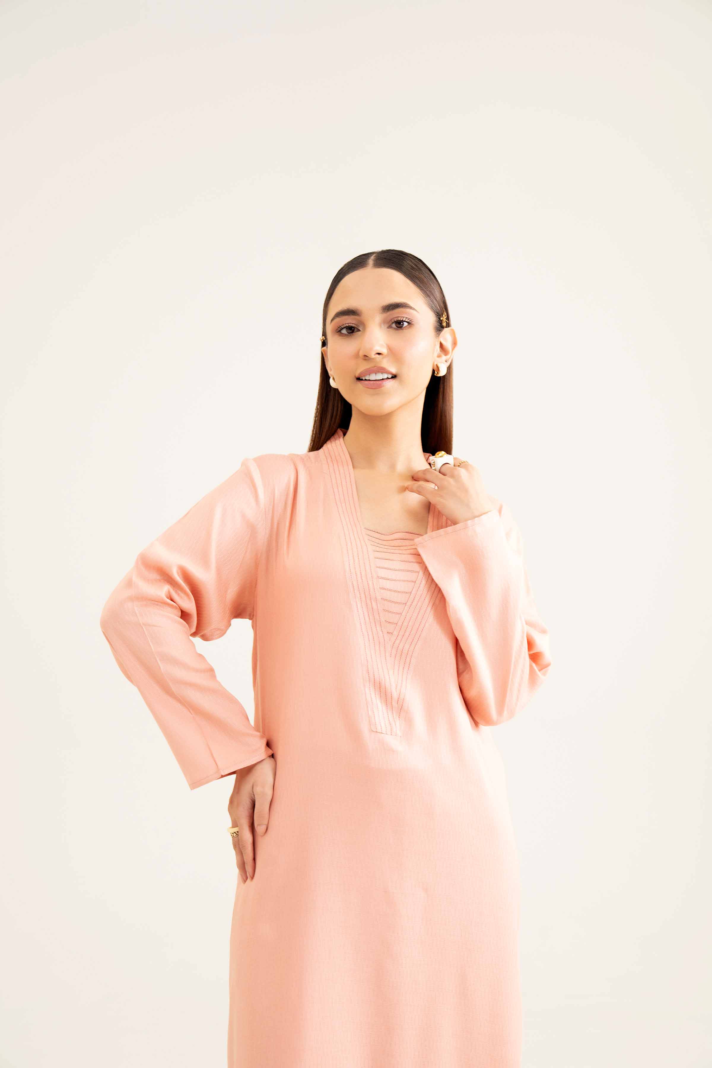 NishatUK - Brown Solids Texture 2-piece ready to wear Dress