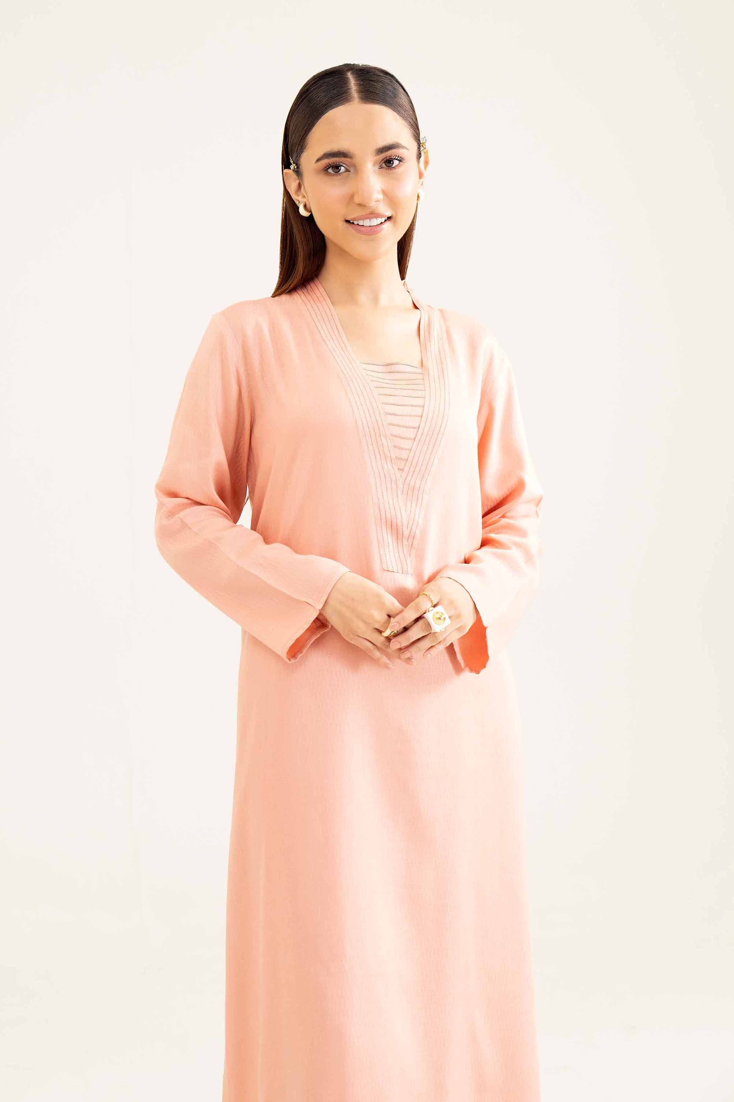 NishatUK - Brown Solids Texture 2-piece ready to wear Dress