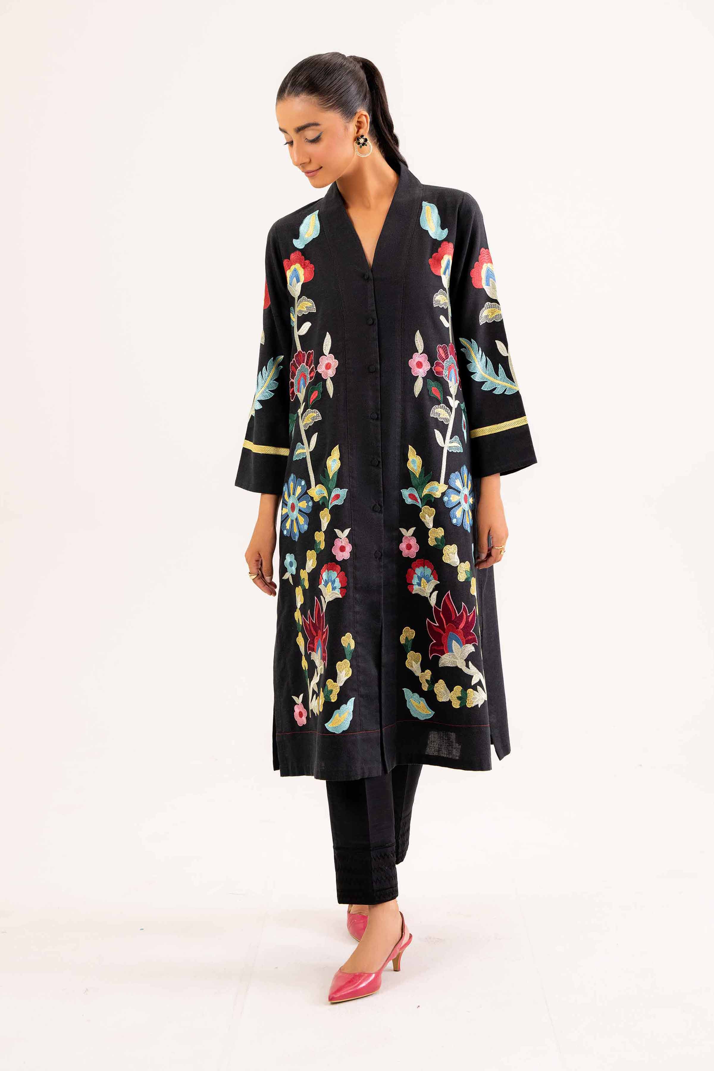 NishatUK - Brown Embroidered Karandi 1-piece ready to wear Shirt