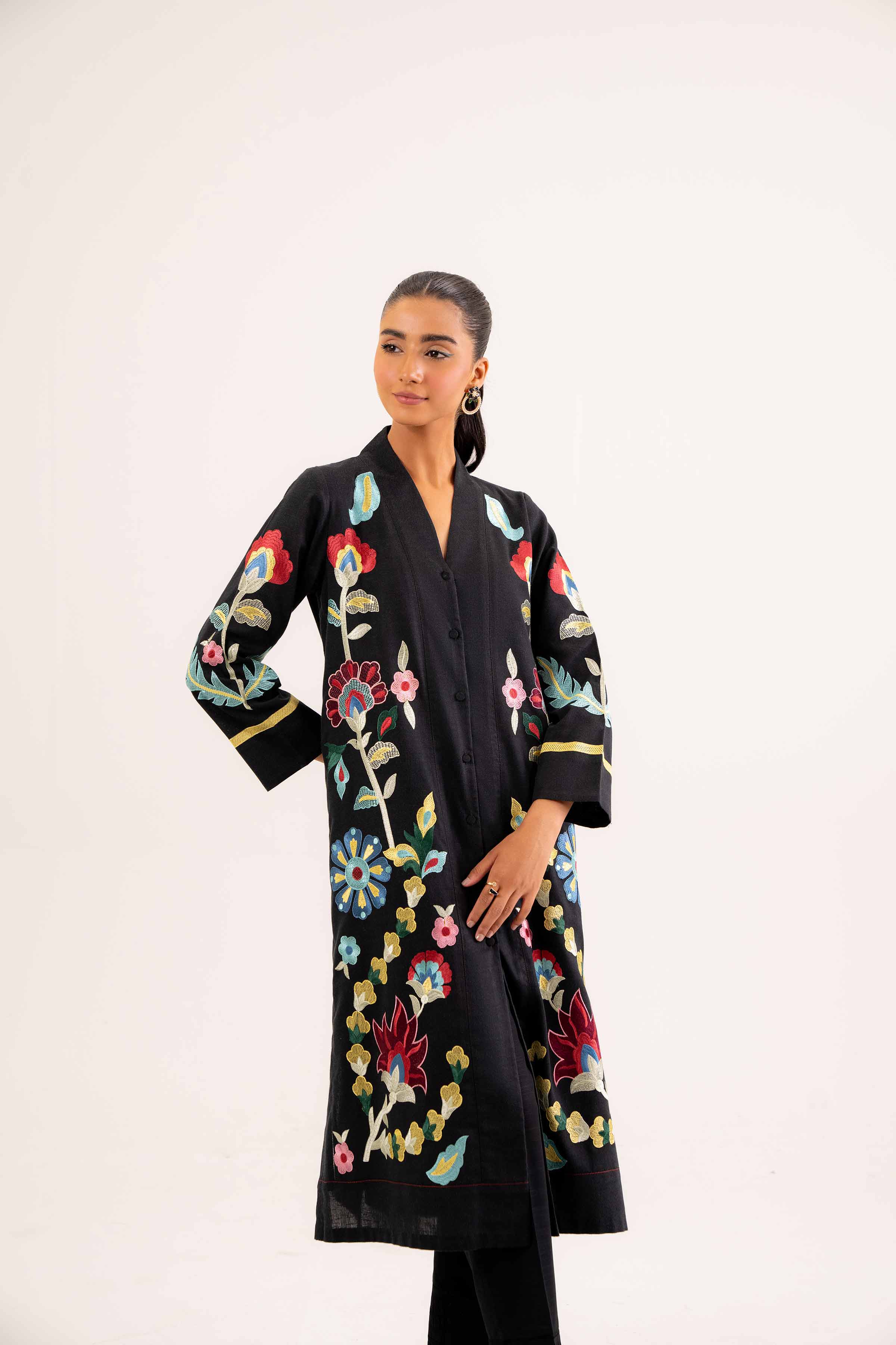 NishatUK - Brown Embroidered Karandi 1-piece ready to wear Shirt