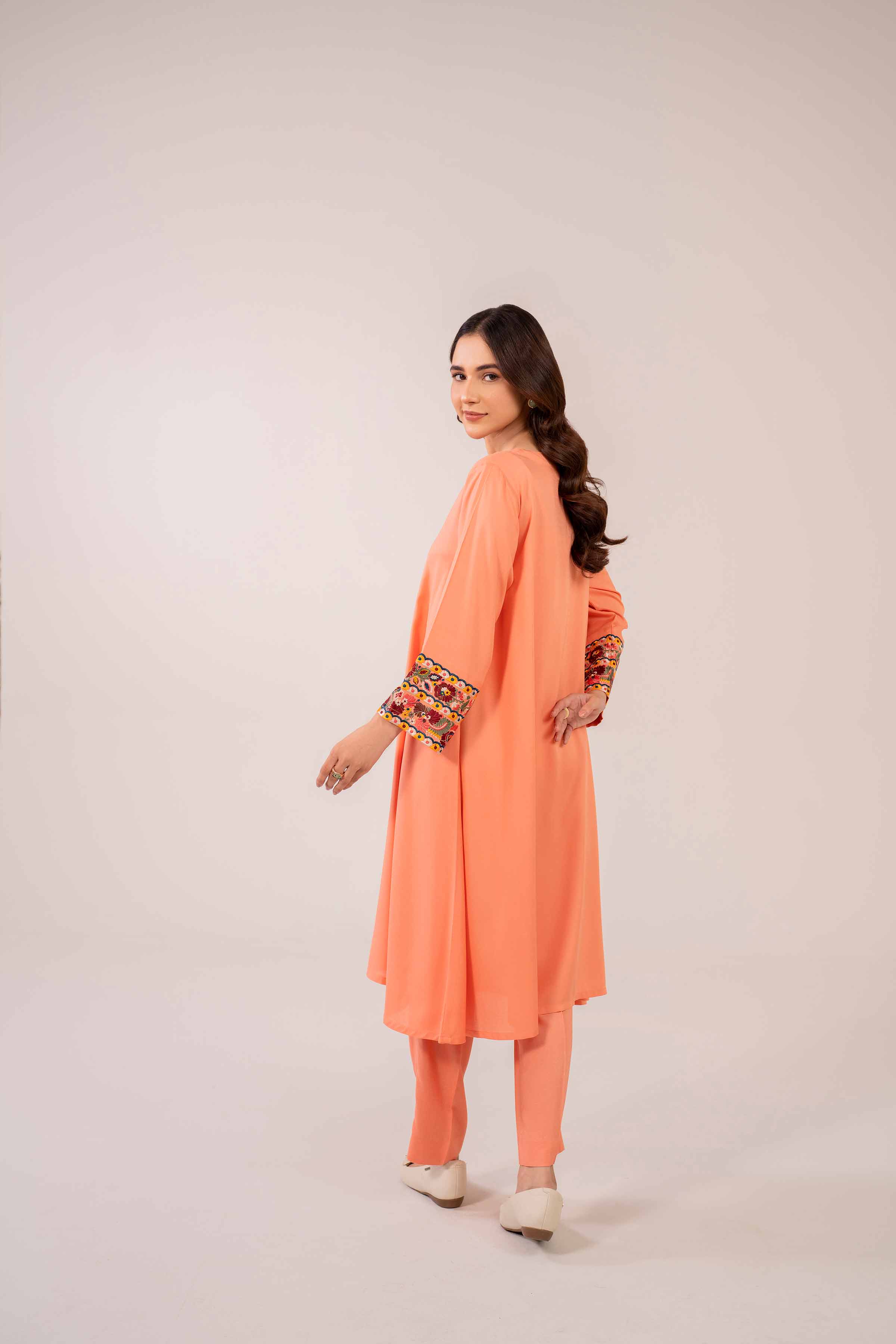 NishatUK - Brown Embroidered Linen 2-piece ready to wear Dress