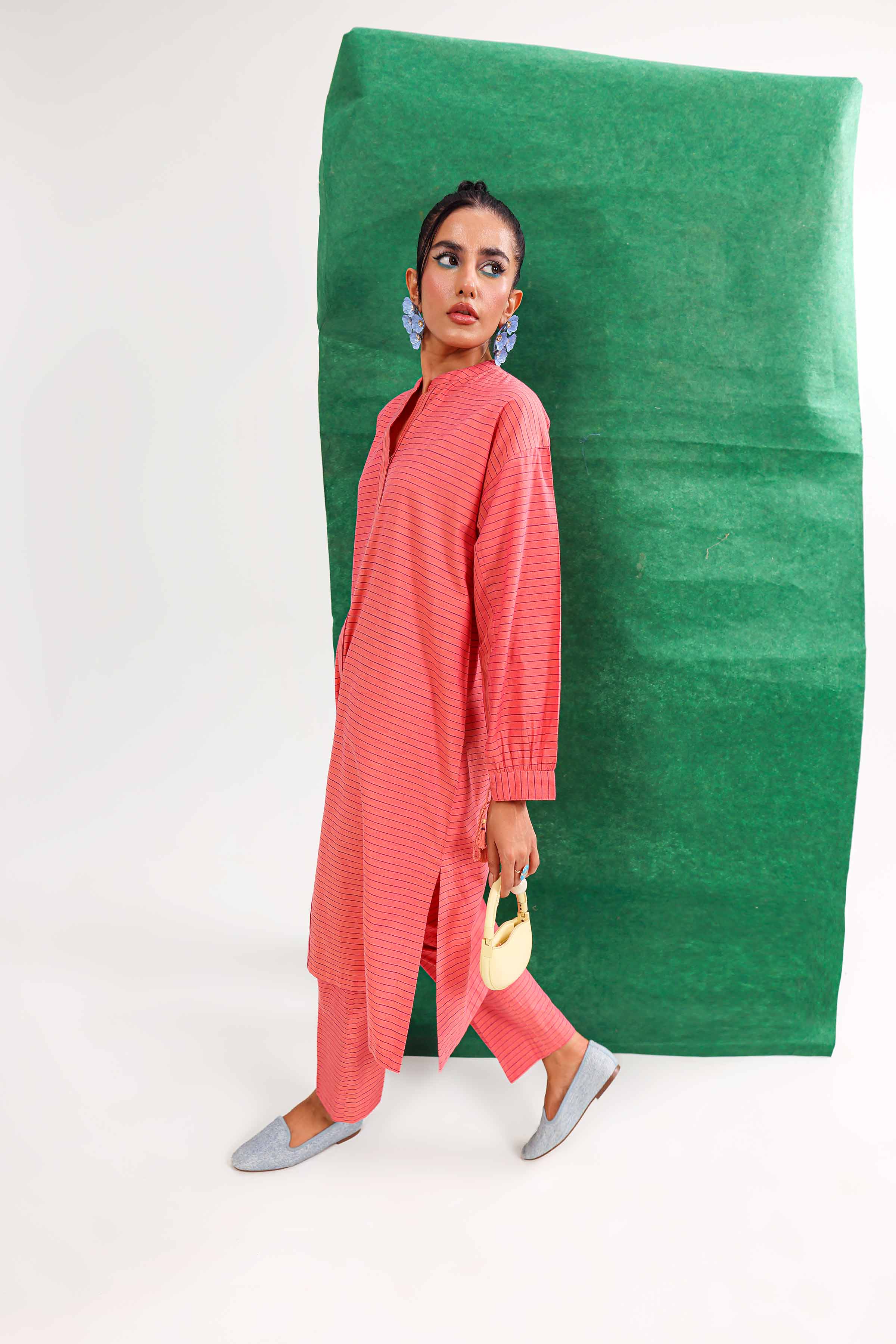 NishatUK - Peach Solids Yarn Dyed 2-piece ready to wear Dress