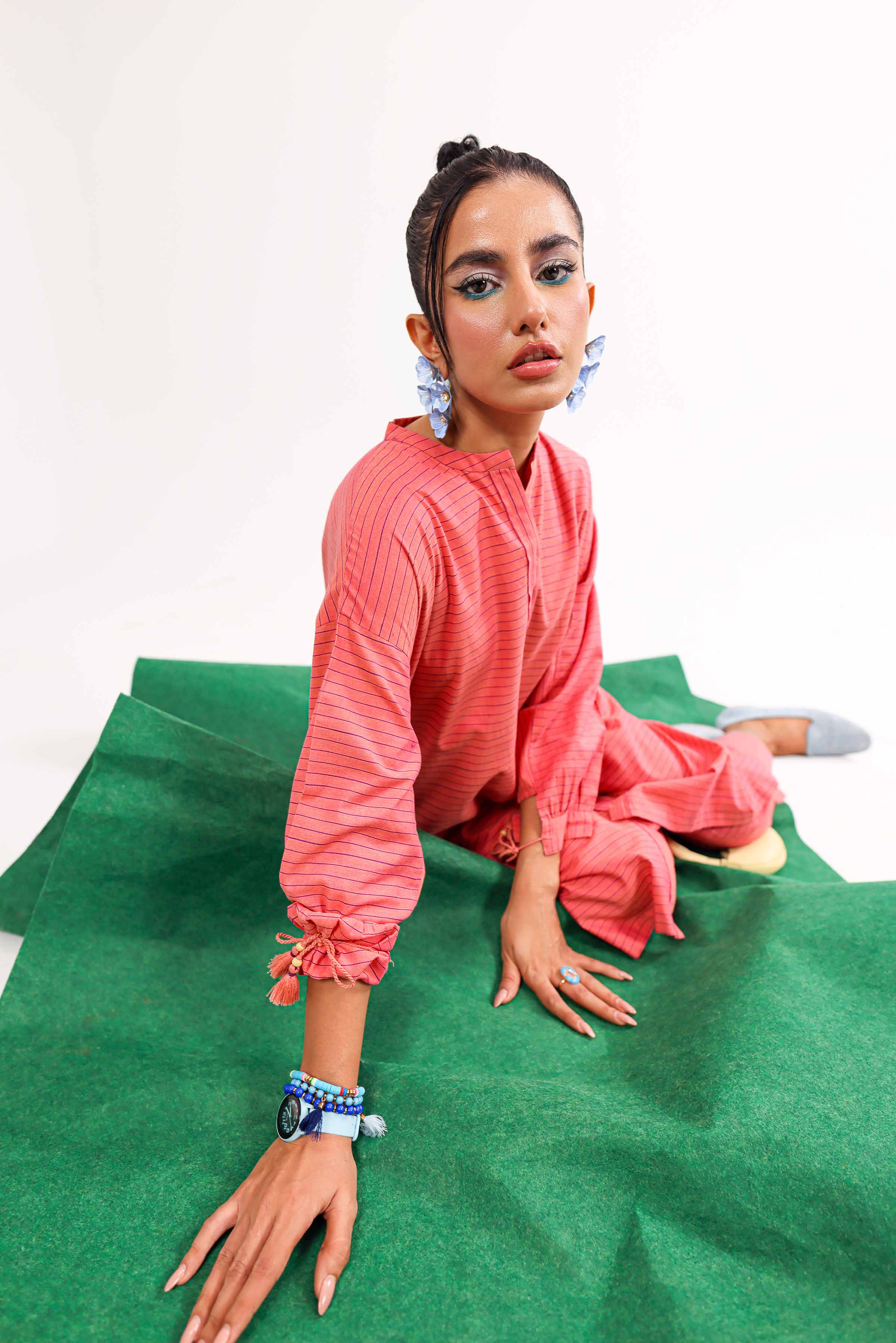 NishatUK - Peach Solids Yarn Dyed 2-piece ready to wear Dress