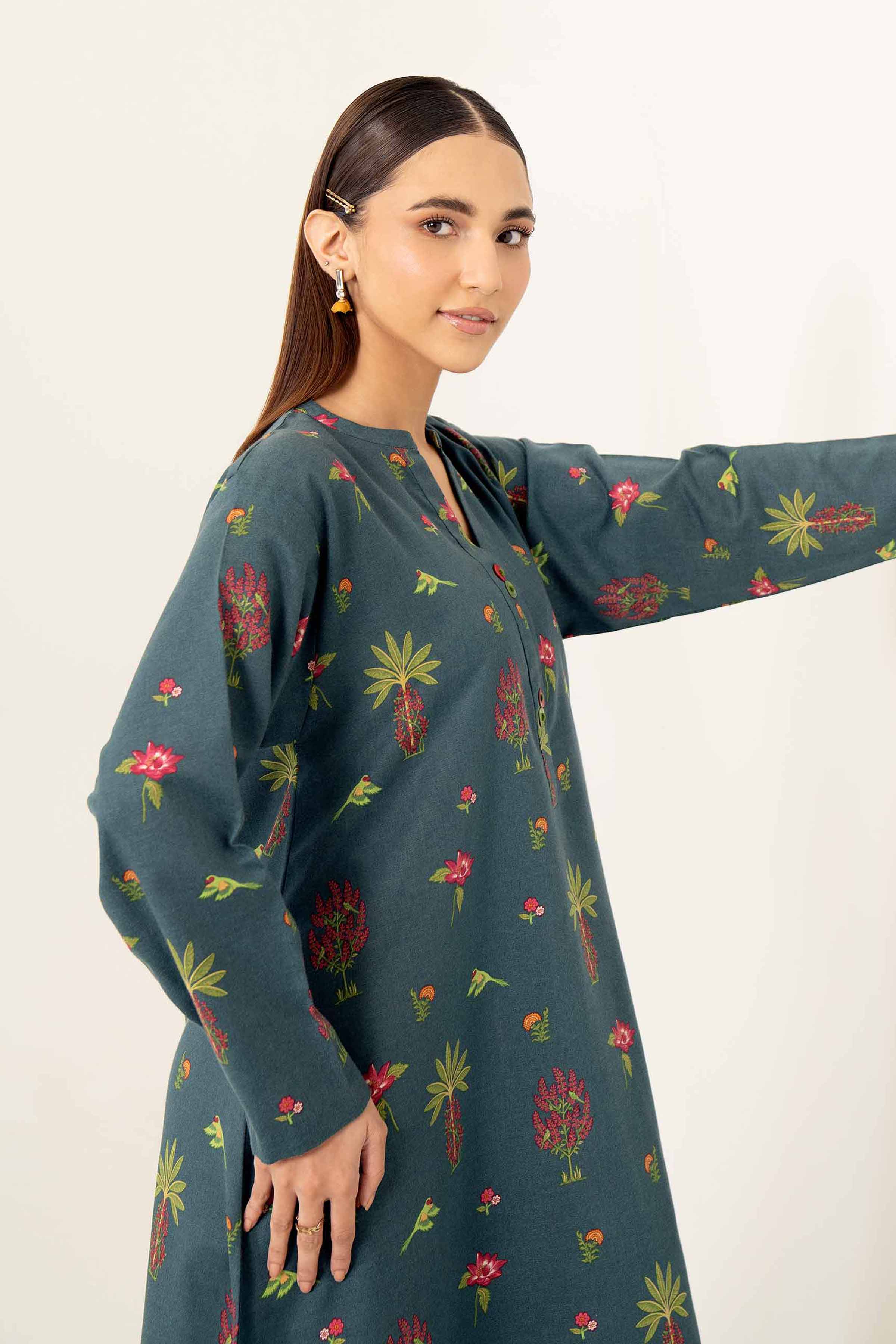 NishatUK - Teal Printed Karandi 2-piece ready to wear Dress