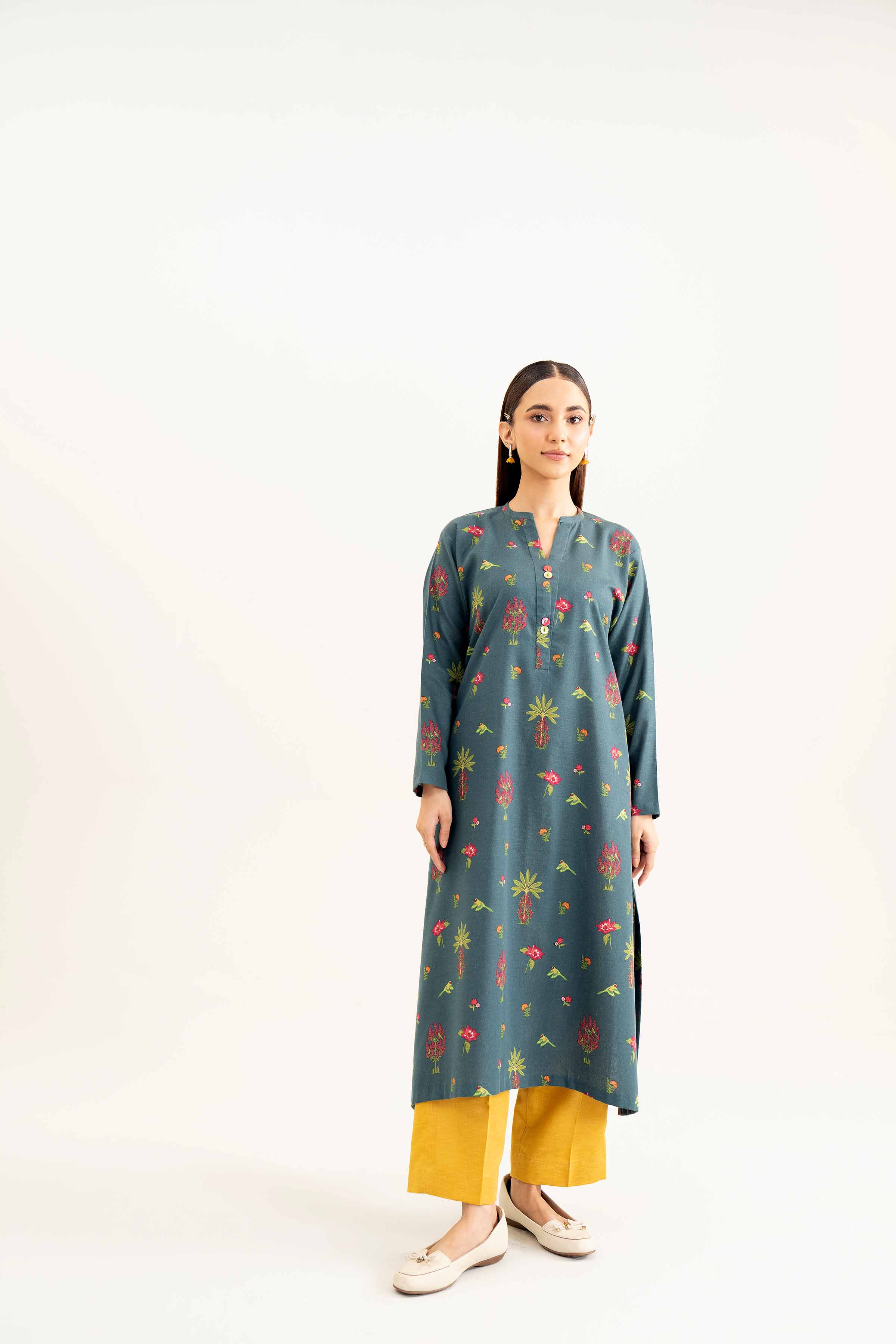 NishatUK - Teal Printed Karandi 2-piece ready to wear Dress