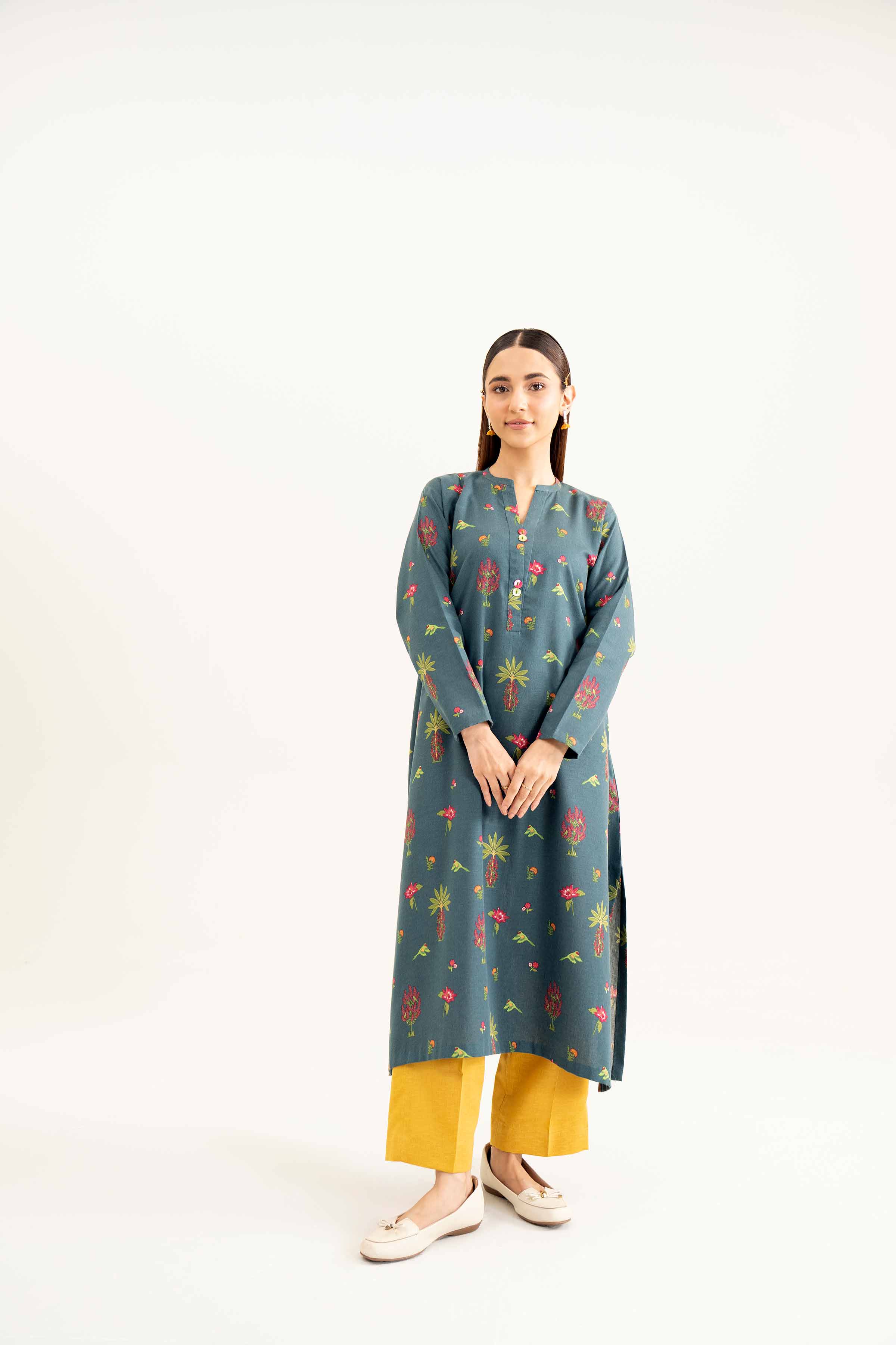 NishatUK - Teal Printed Karandi 2-piece ready to wear Dress