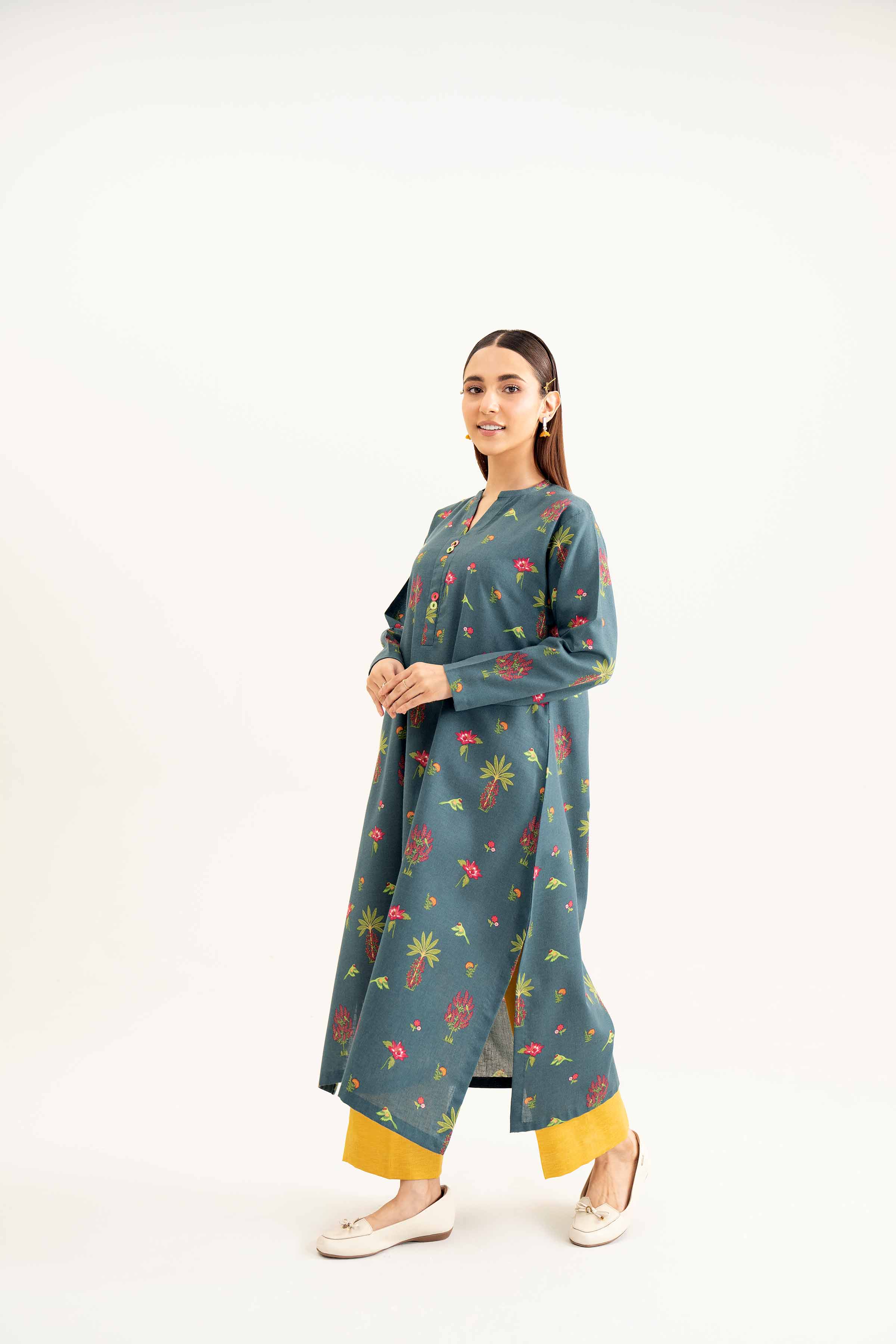 NishatUK - Teal Printed Karandi 2-piece ready to wear Dress
