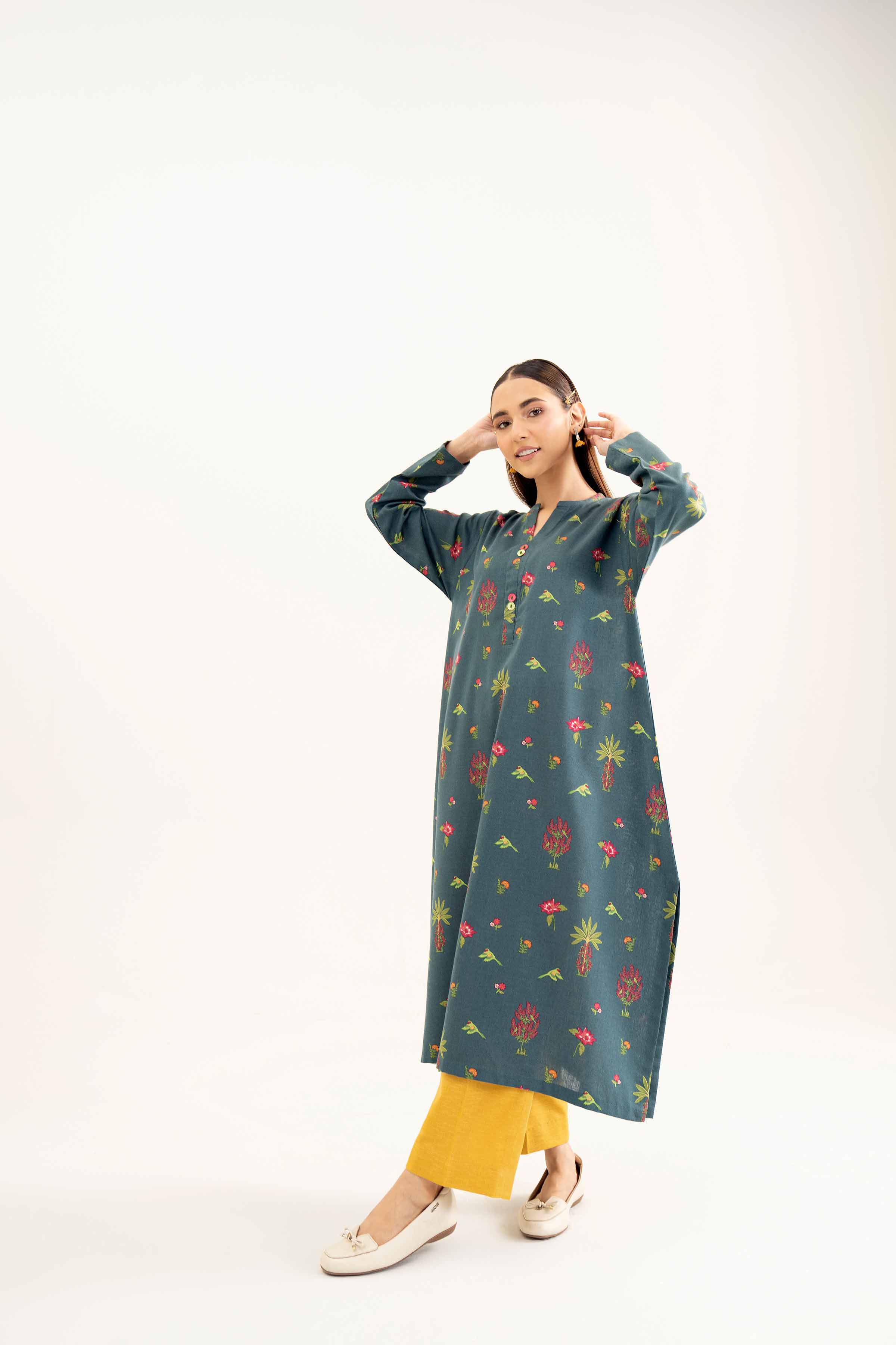 NishatUK - Teal Printed Karandi 2-piece ready to wear Dress