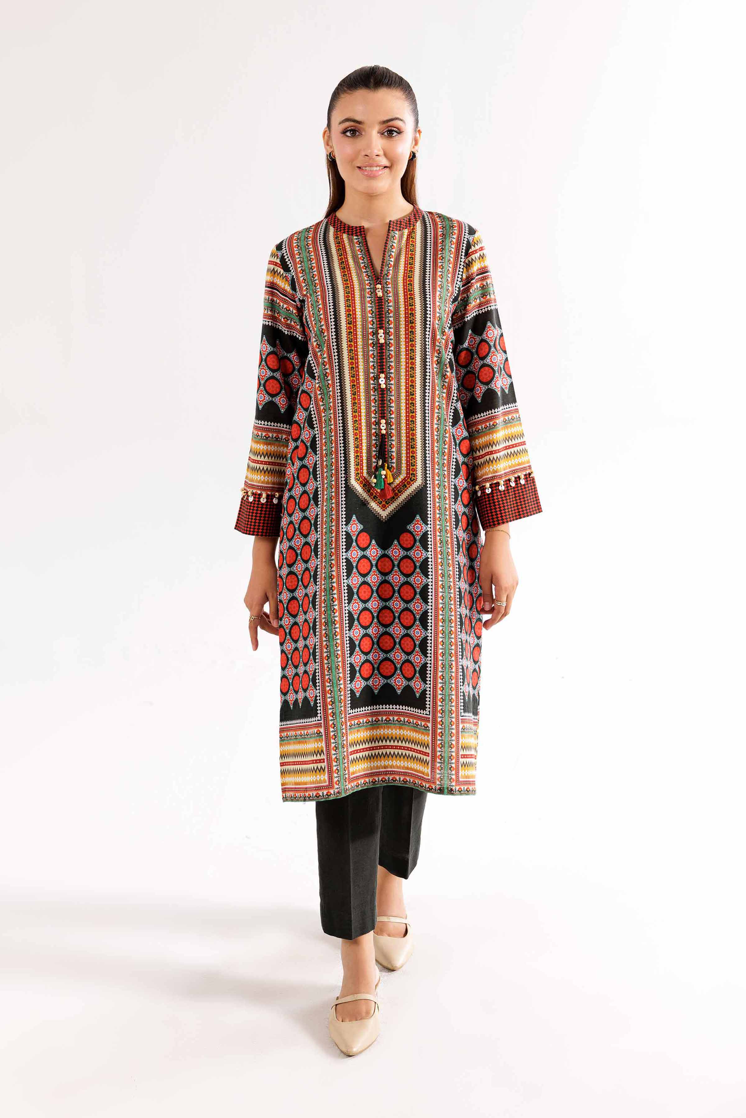 NishatUK - Brown Printed Khaddar 2-piece ready to wear Dress