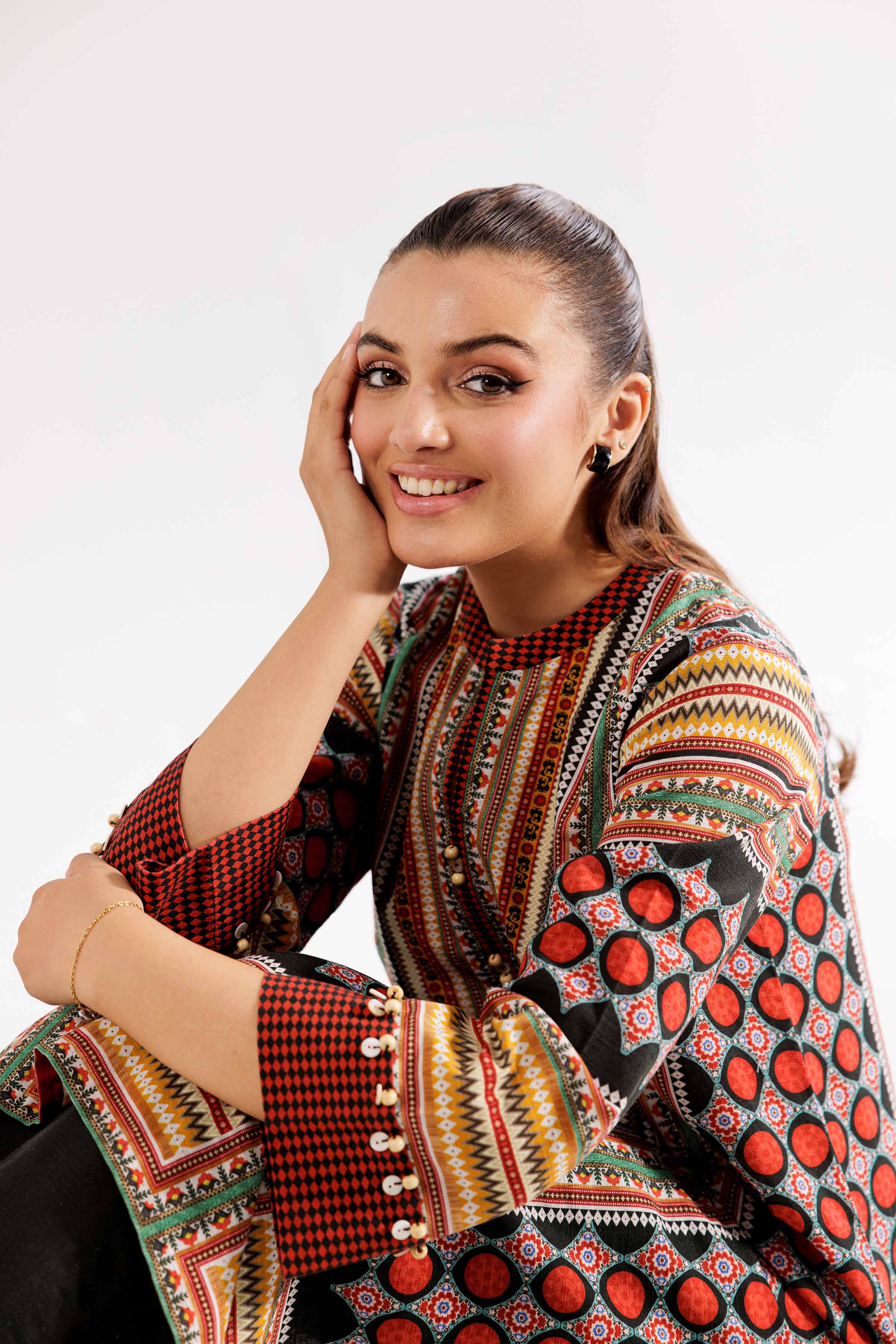 NishatUK - Brown Printed Khaddar 2-piece ready to wear Dress