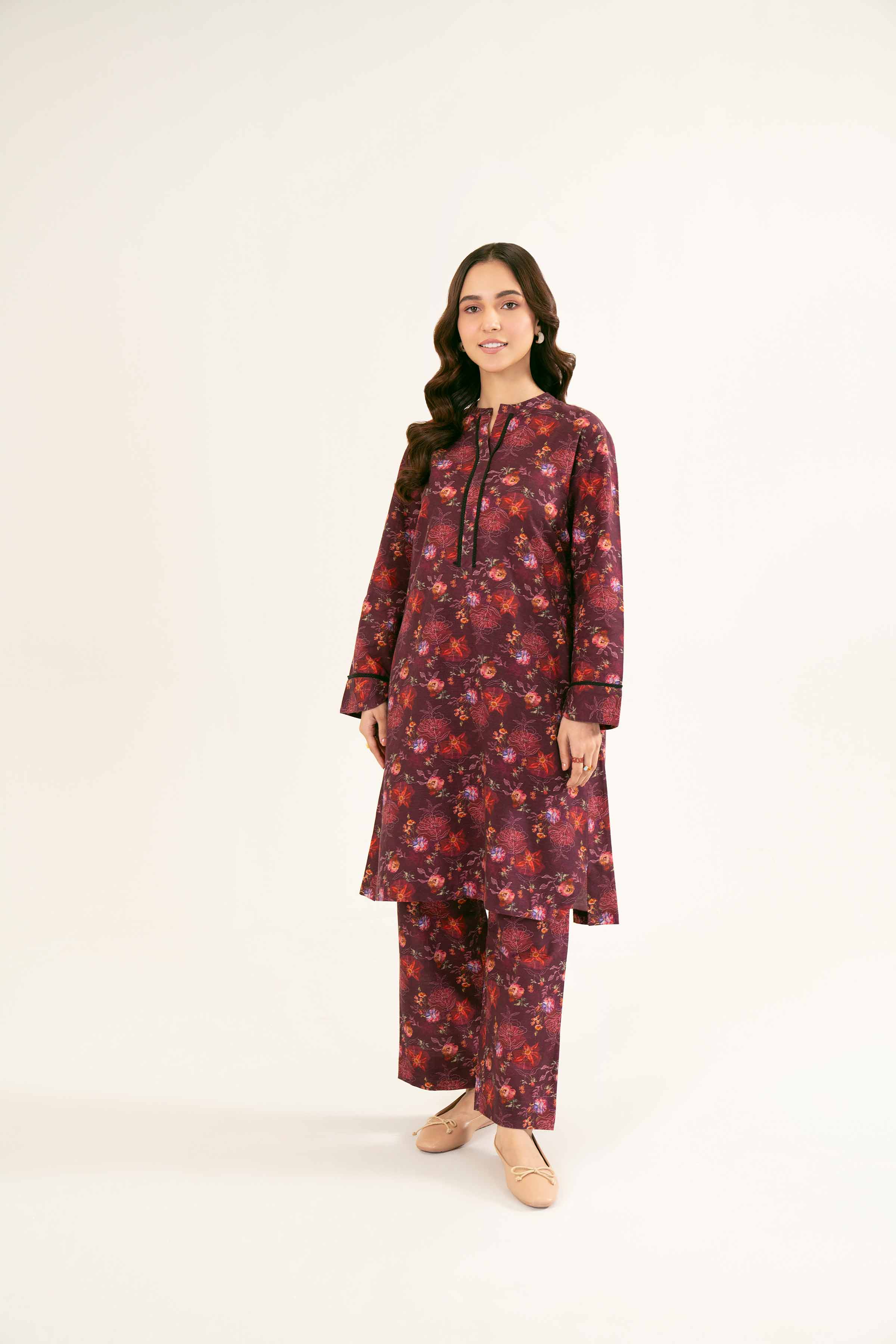 NishatUK - Brown Printed Khaddar 2-piece ready to wear Dress