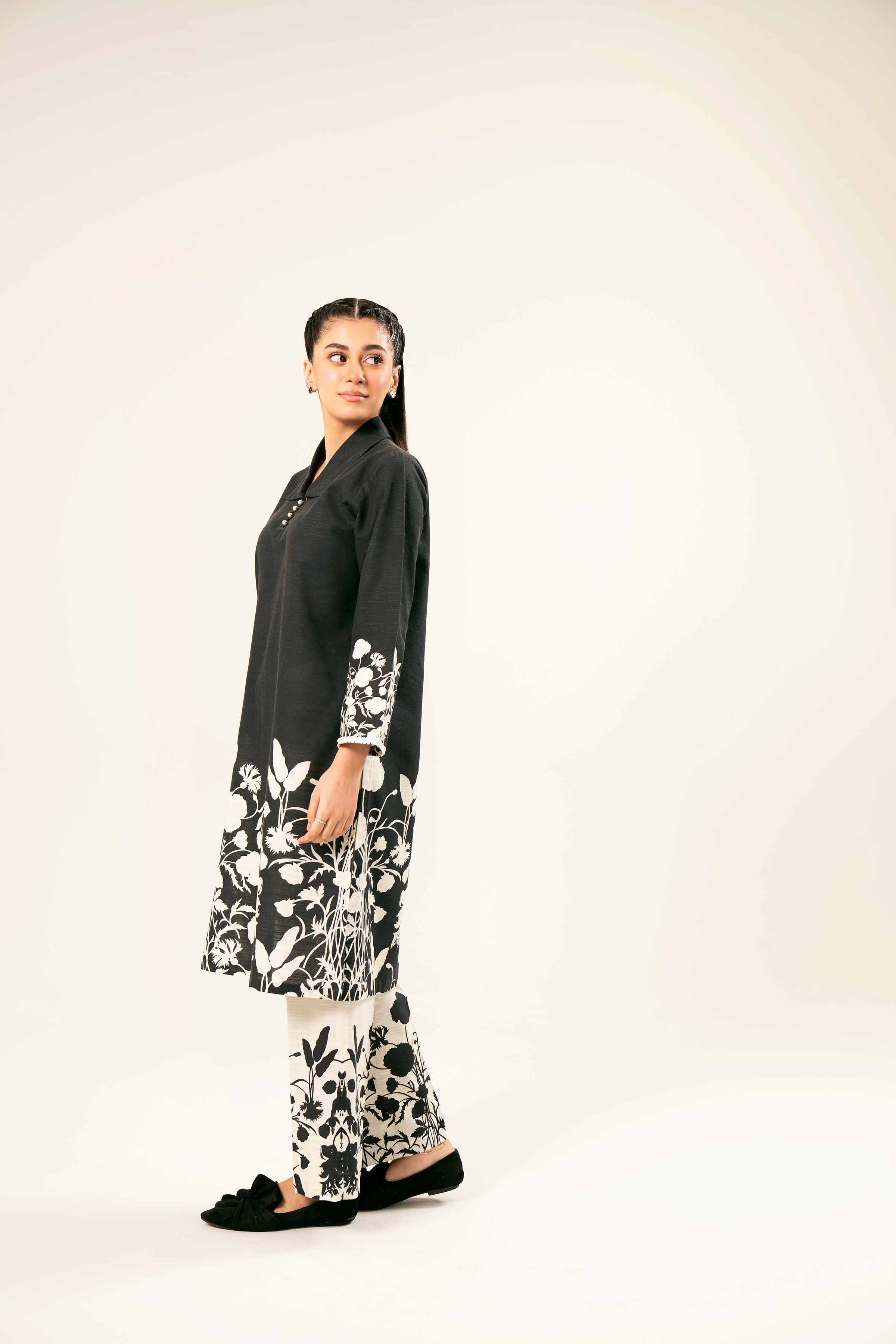 NishatUK - Brown Printed Khaddar 2-piece ready to wear Dress