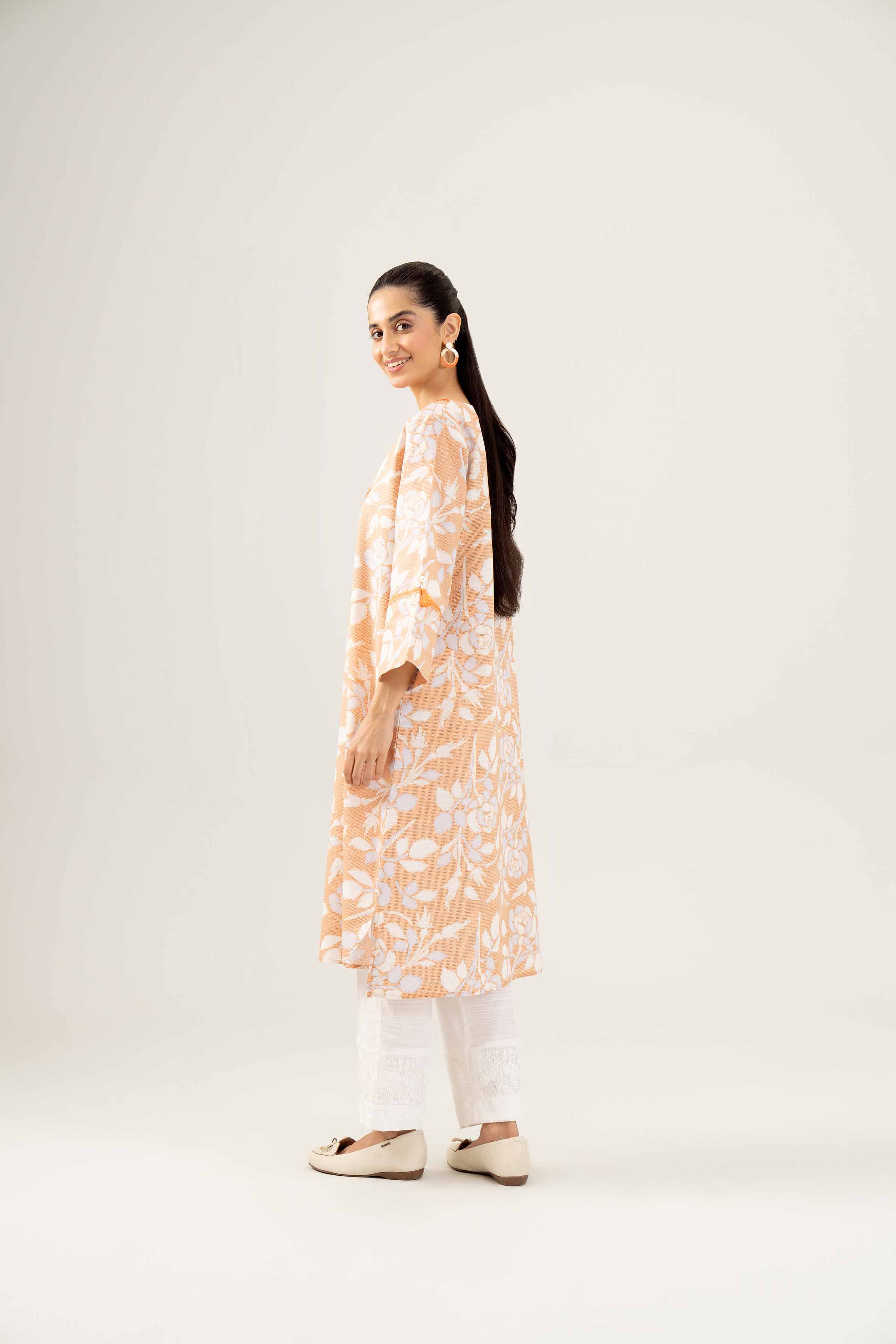 NishatUK - Orange Embroidered Khaddar 1-piece ready to wear Shirt