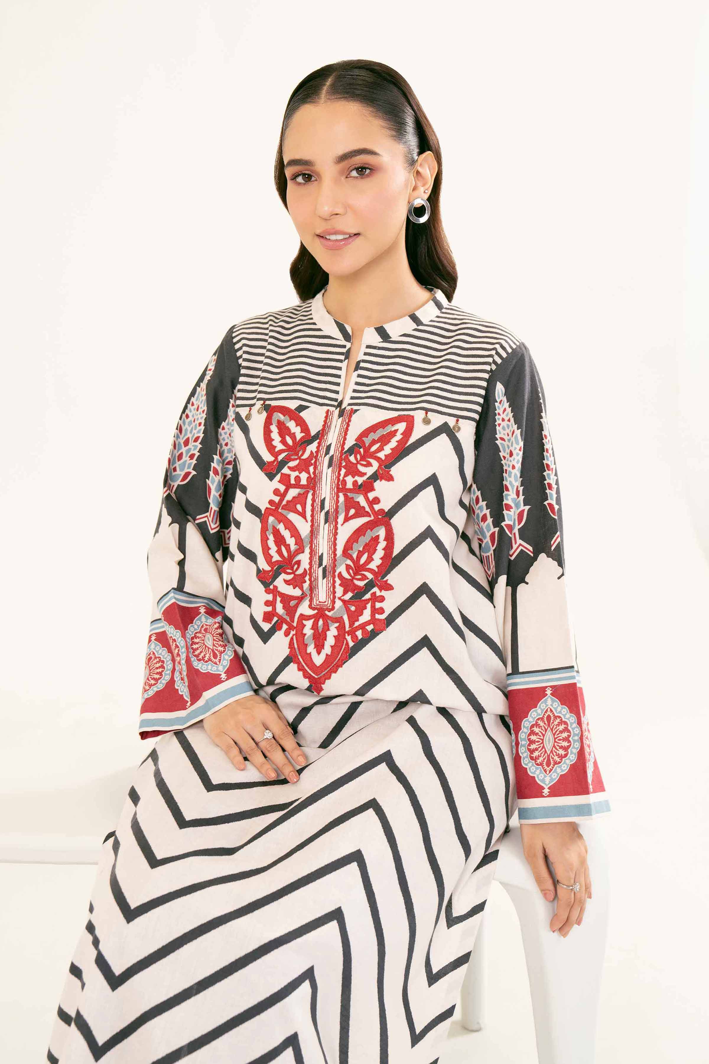 NishatUK - Brown Embroidered Karandi 1-piece ready to wear Shirt