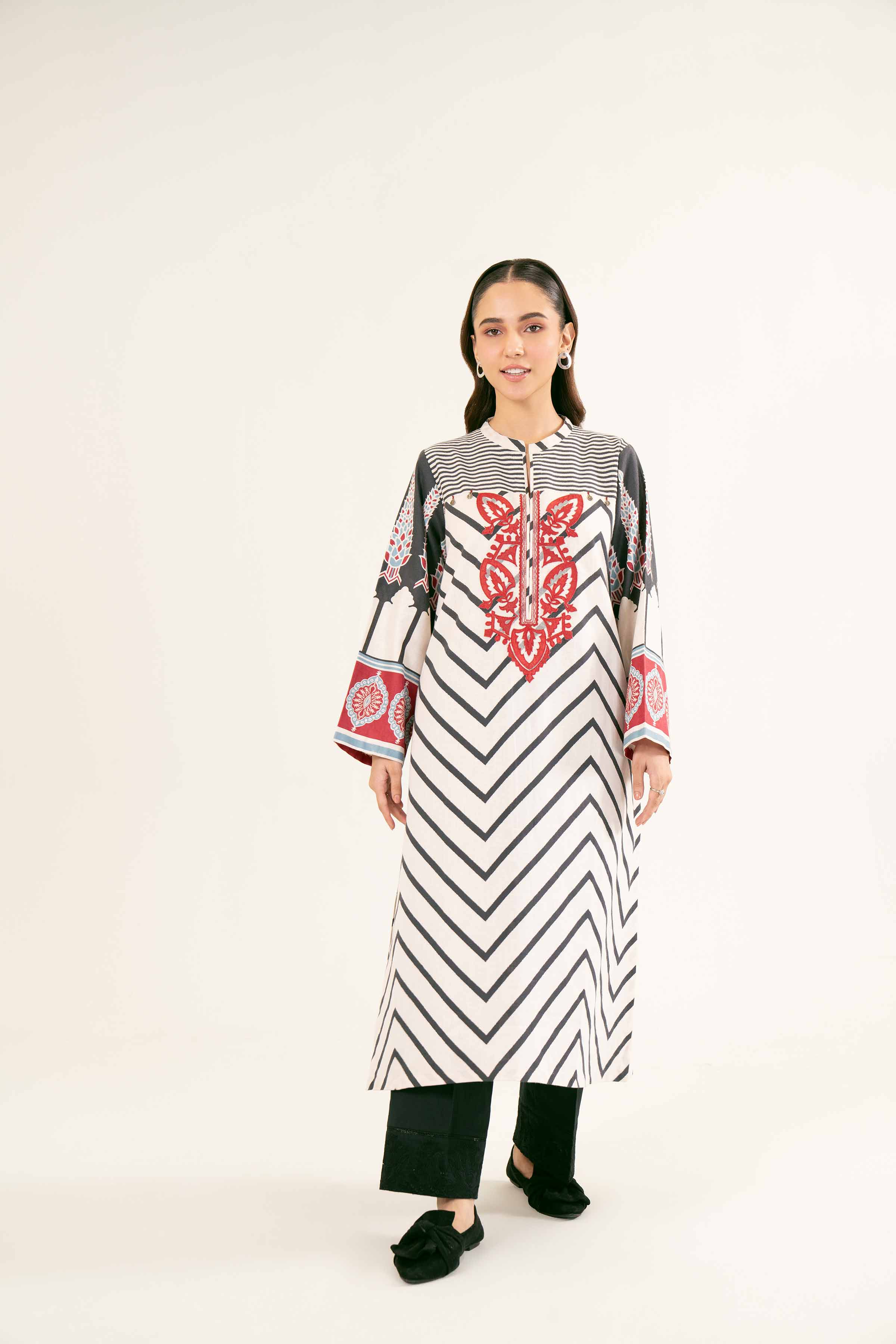 NishatUK - Brown Embroidered Karandi 1-piece ready to wear Shirt