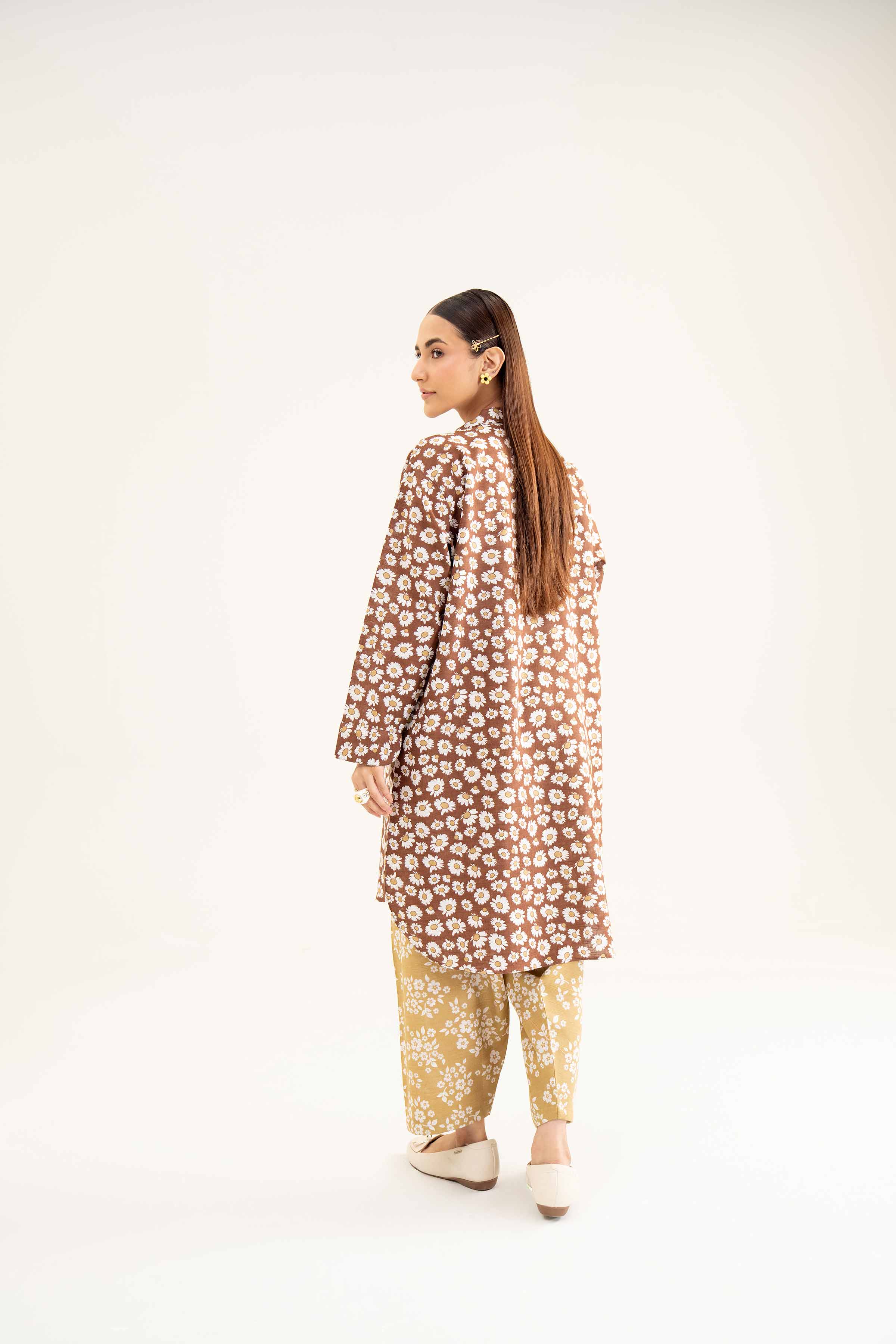 NishatUK - Brown Printed Khaddar 2-piece ready to wear Dress