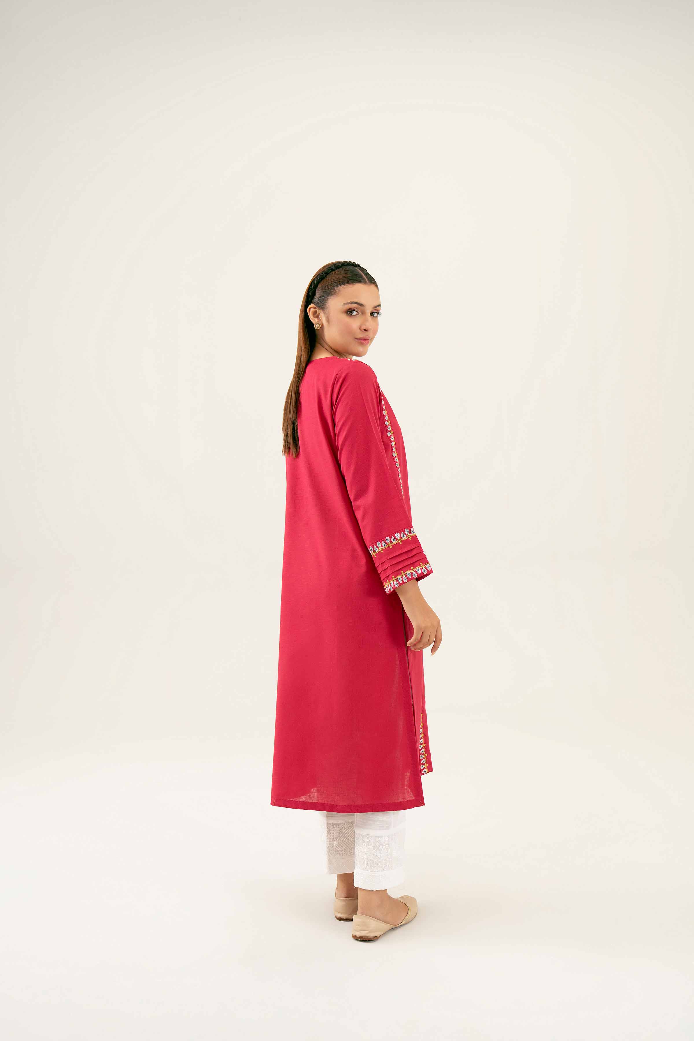 NishatUK - Pink Embroidered Karandi 1-piece ready to wear Shirt