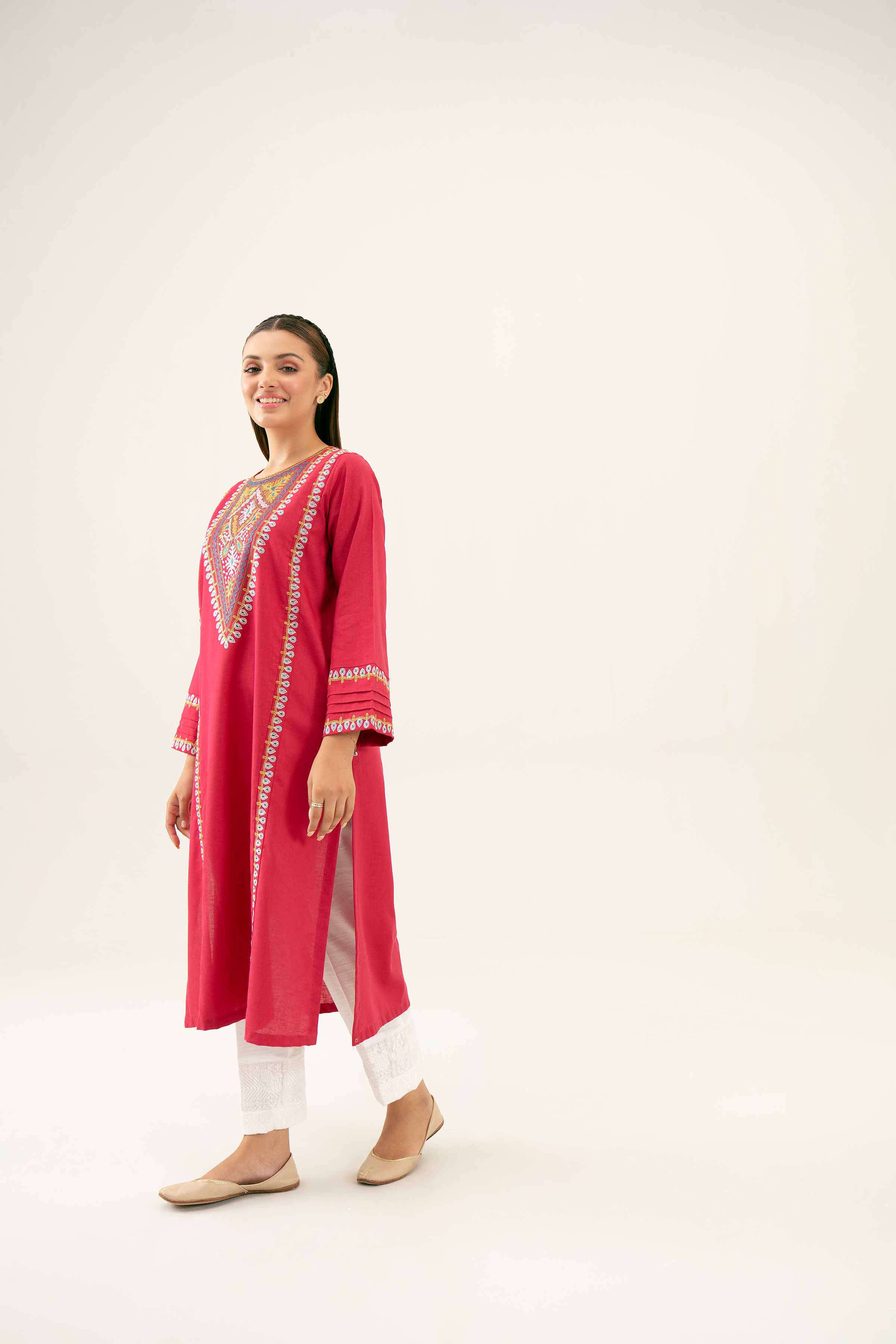 NishatUK - Pink Embroidered Karandi 1-piece ready to wear Shirt