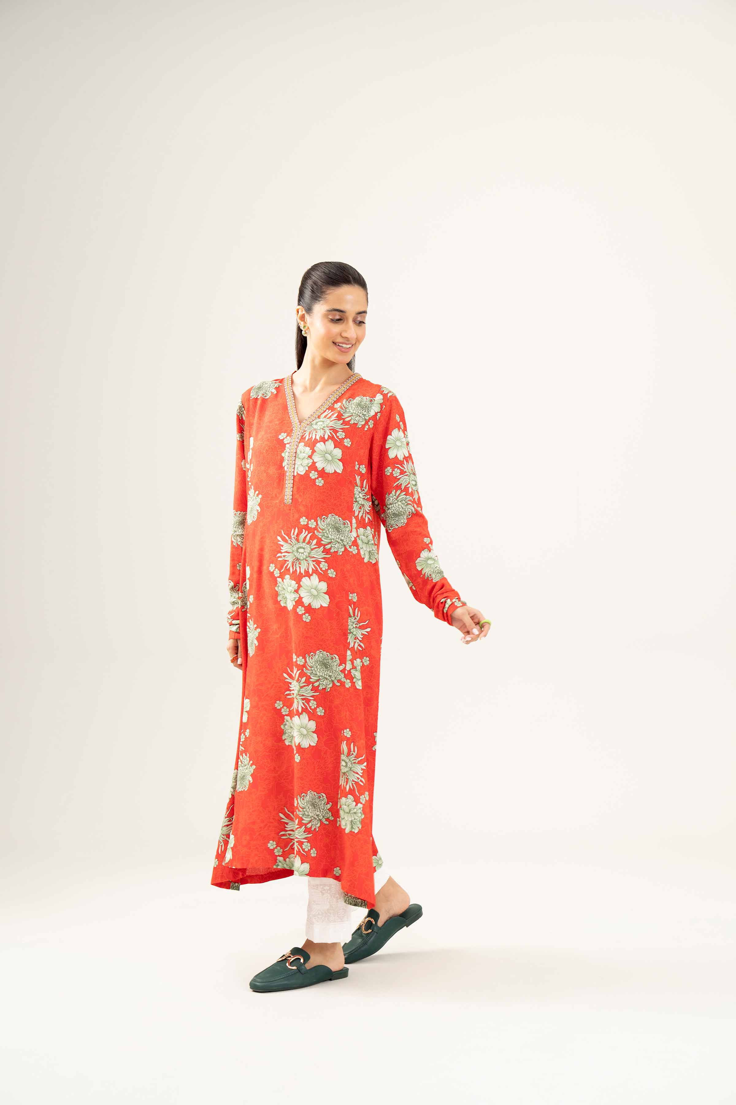 NishatUK - Red Embroidered Linen 1-piece ready to wear Shirt