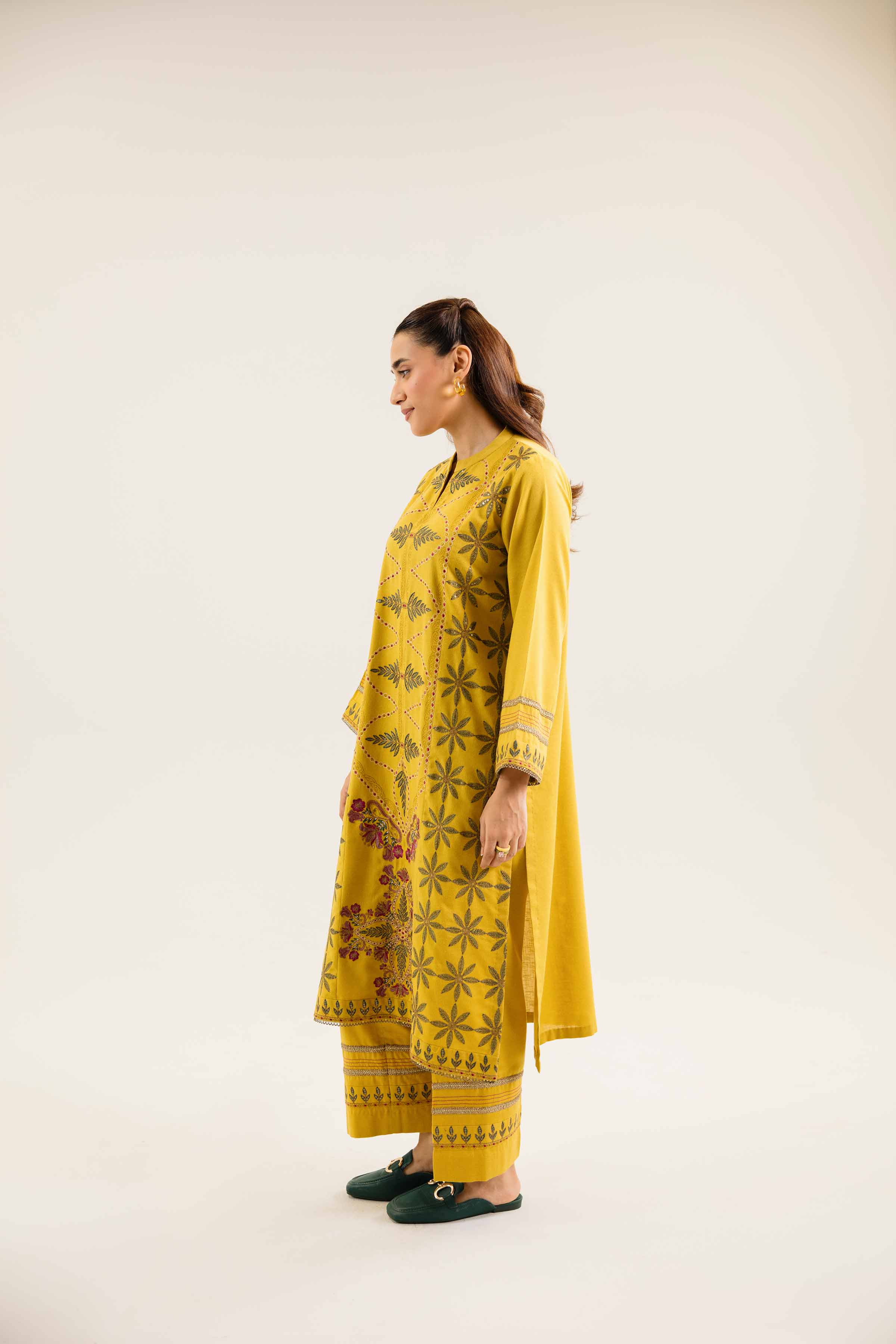 NishatUK - Saffron Embroidered Karandi 2-piece ready to wear Dress