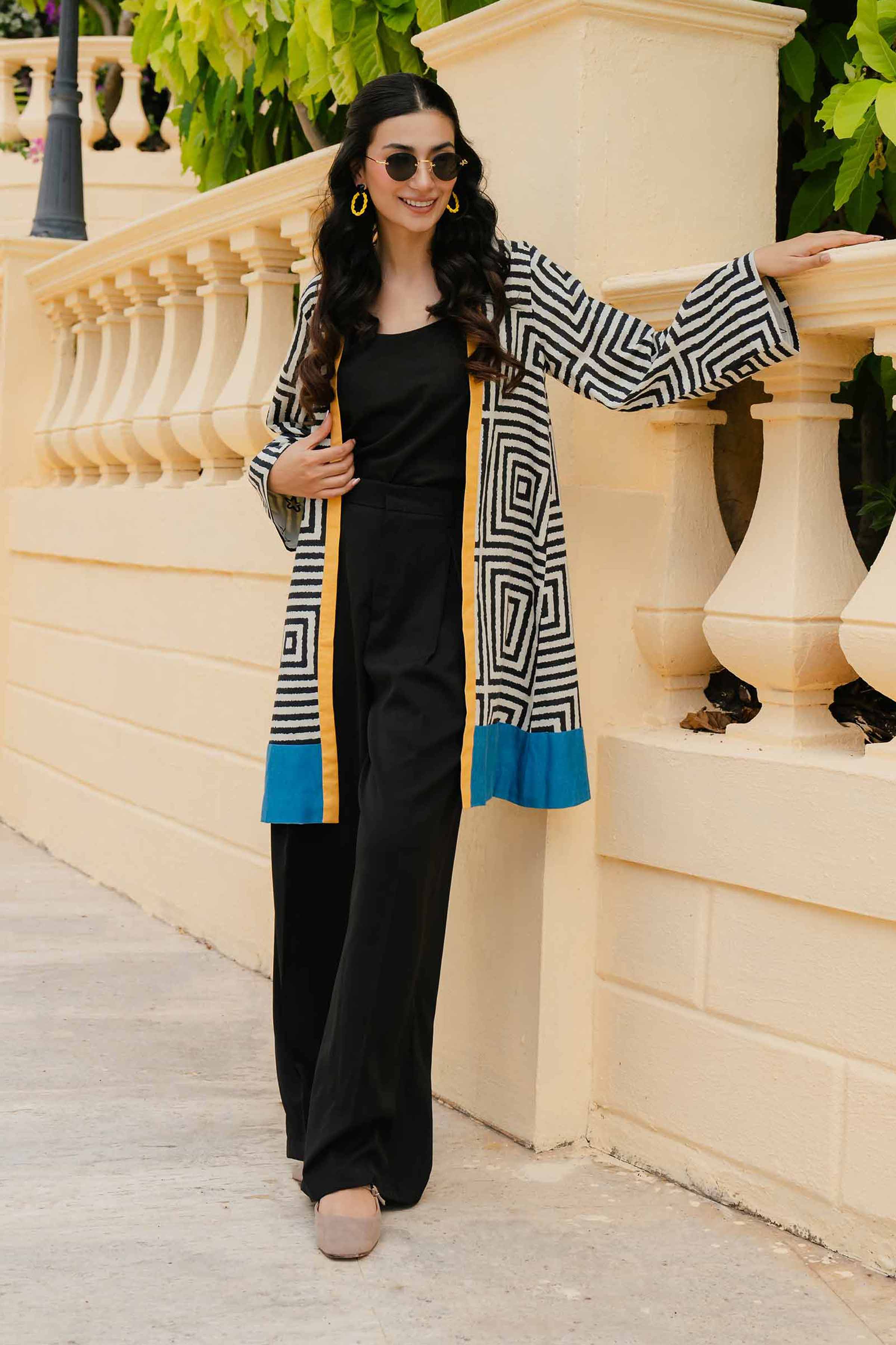 NishatUK - Black Printed Karandi 1-piece ready to wear Jacket