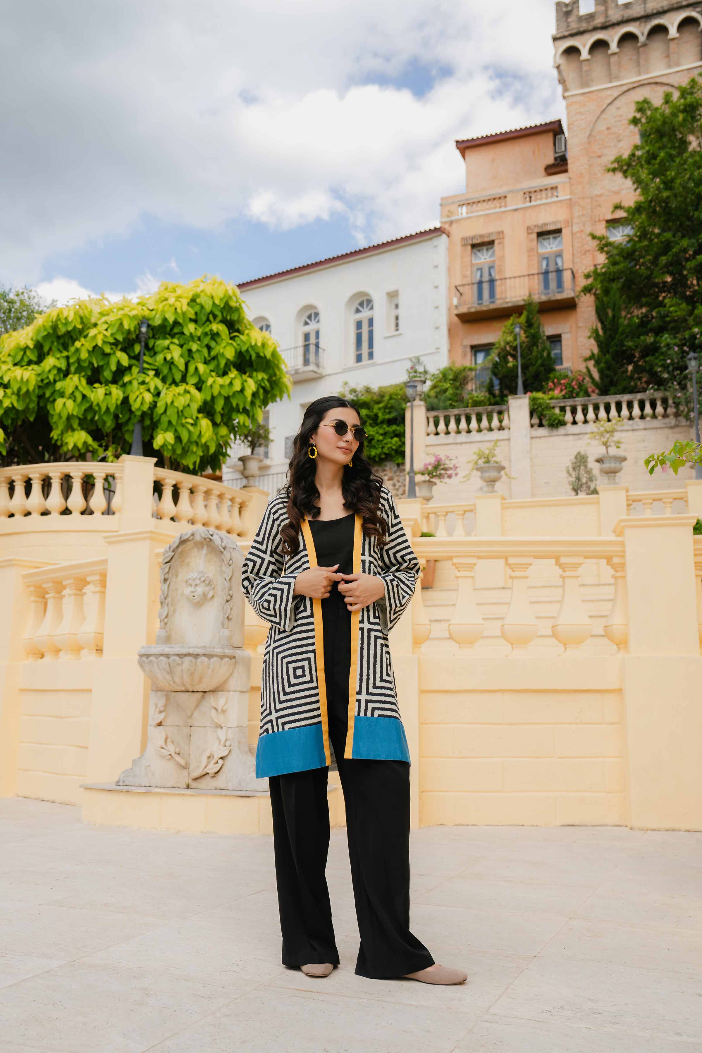 NishatUK - Black Printed Karandi 1-piece ready to wear Jacket