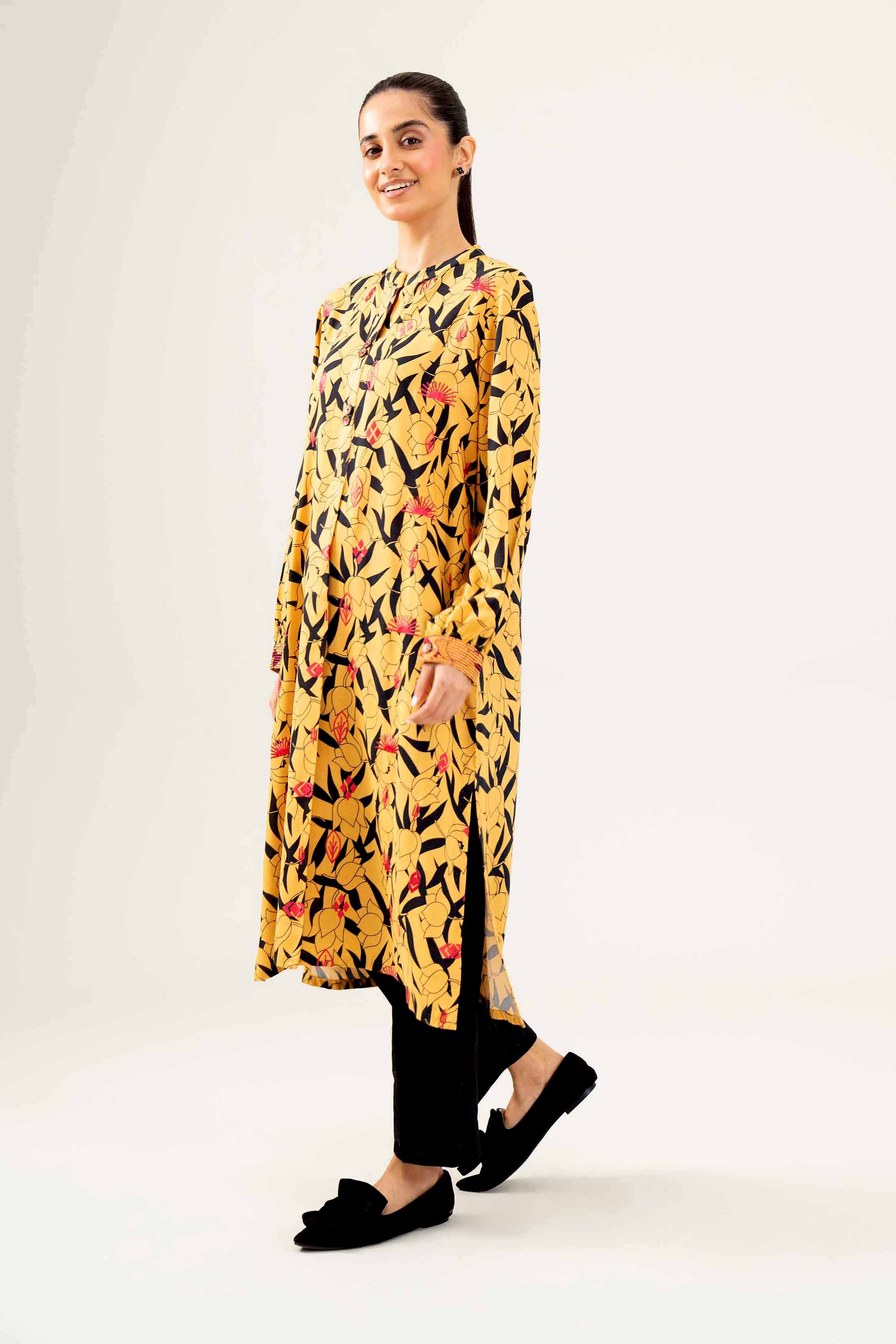 NishatUK - Yellow Embroidered Linen 1-piece ready to wear Shirt