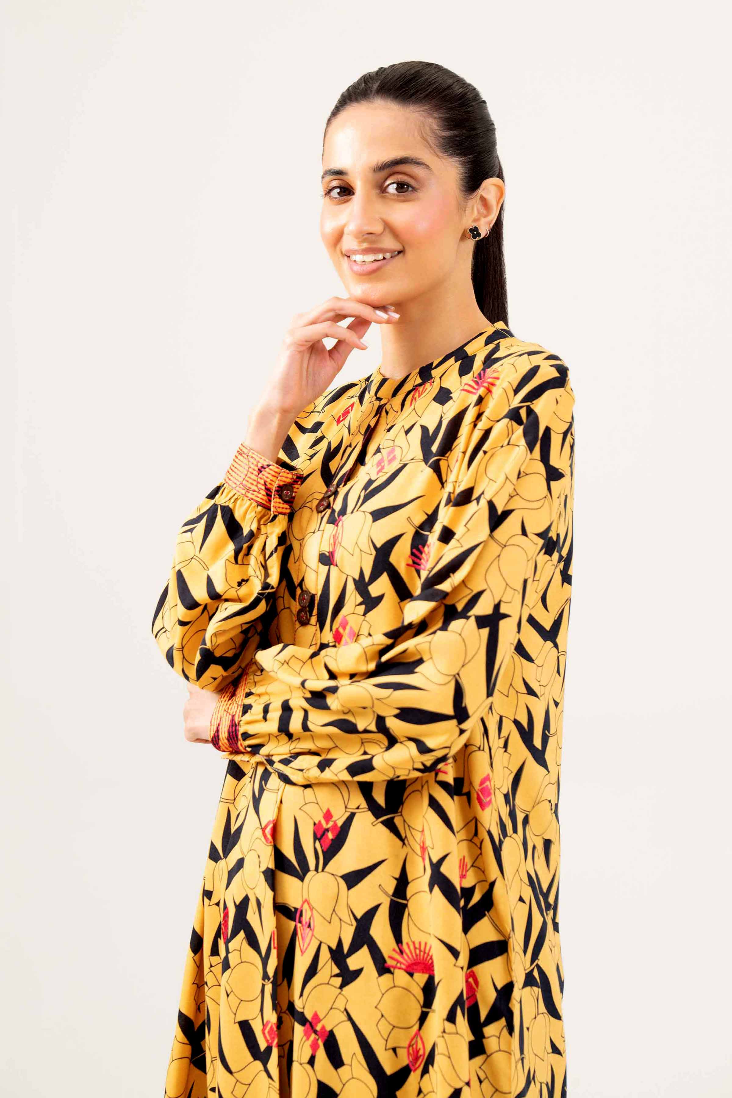 NishatUK - Yellow Embroidered Linen 1-piece ready to wear Shirt