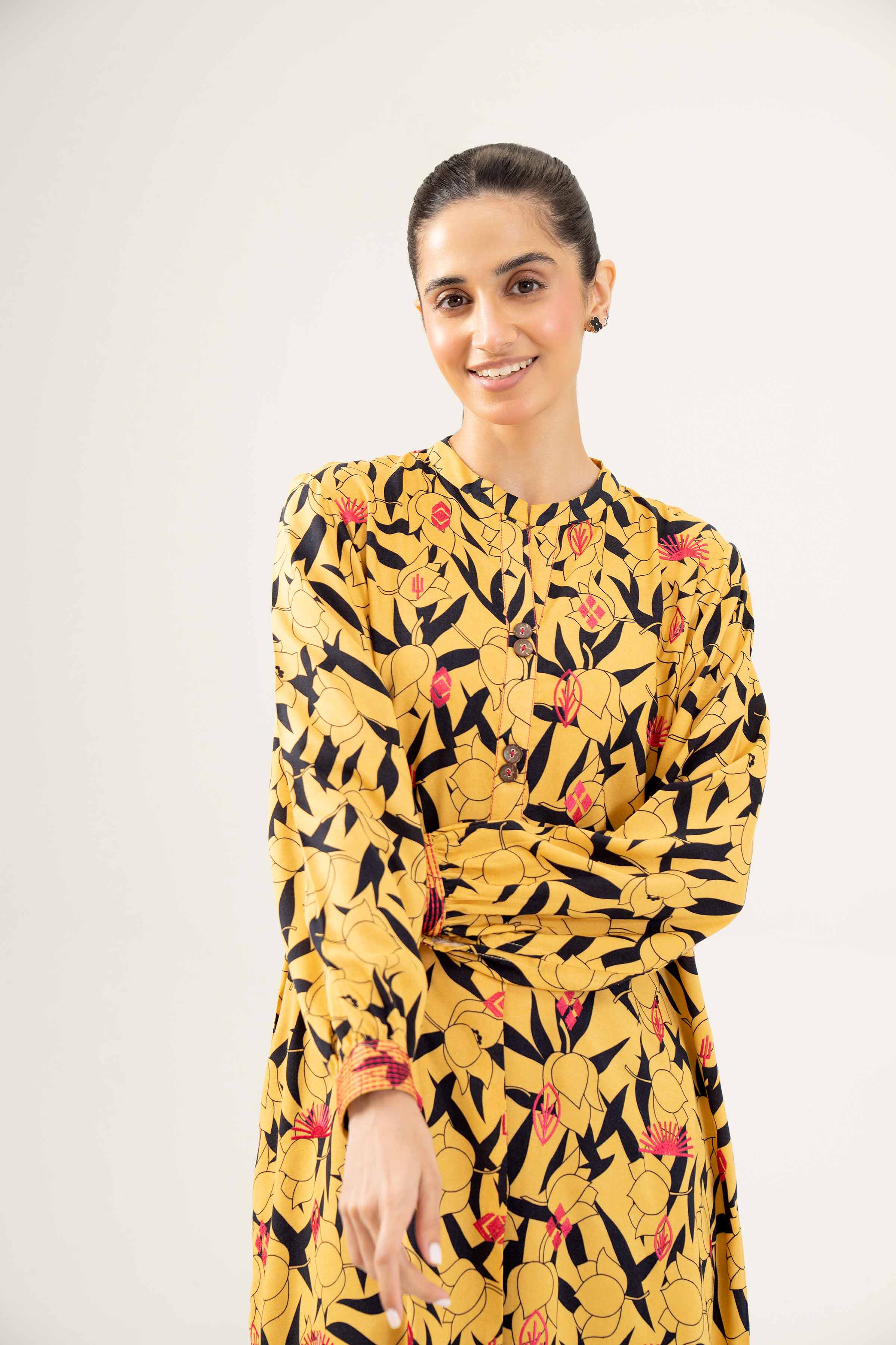NishatUK - Yellow Embroidered Linen 1-piece ready to wear Shirt