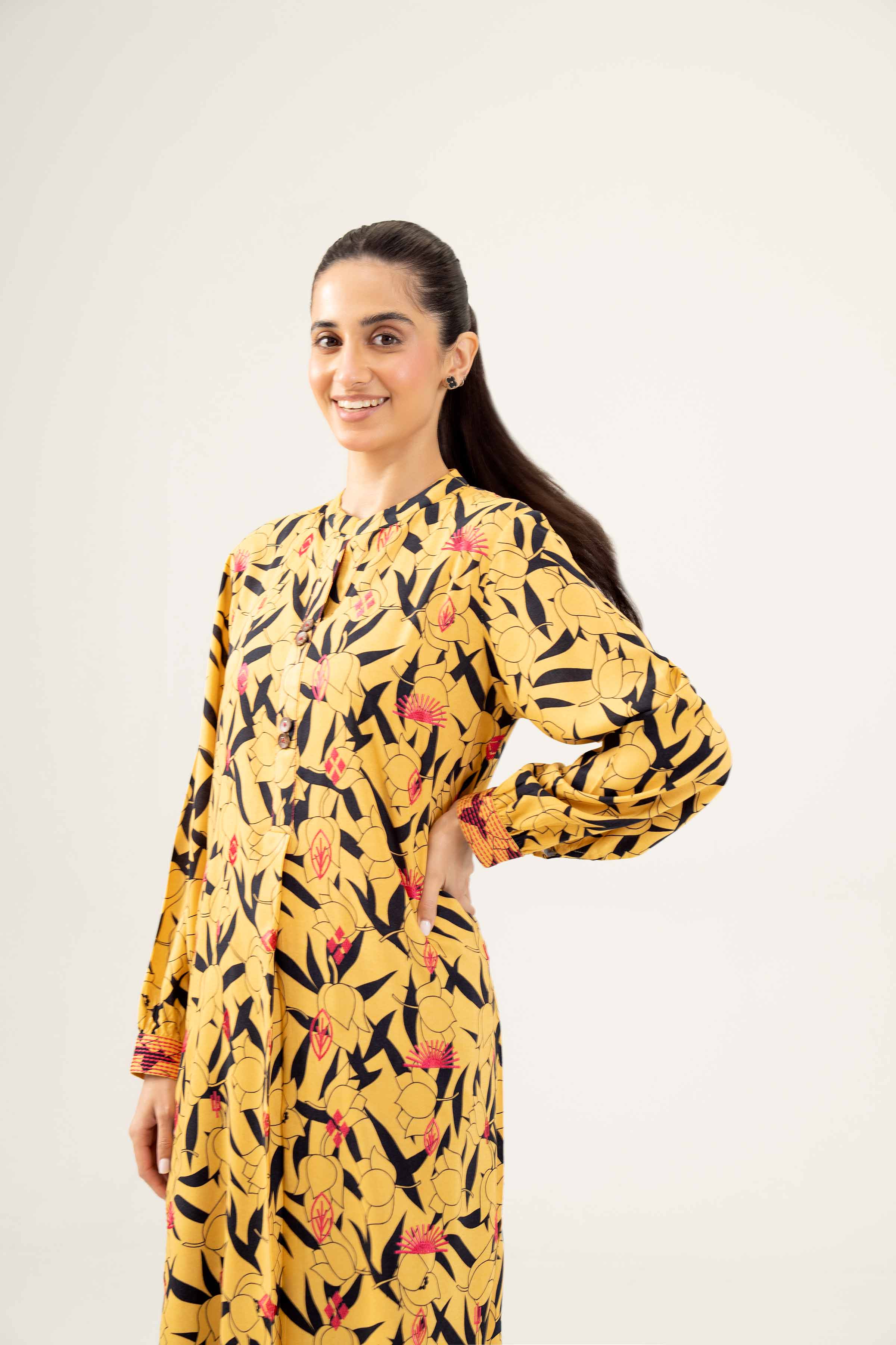 NishatUK - Yellow Embroidered Linen 1-piece ready to wear Shirt