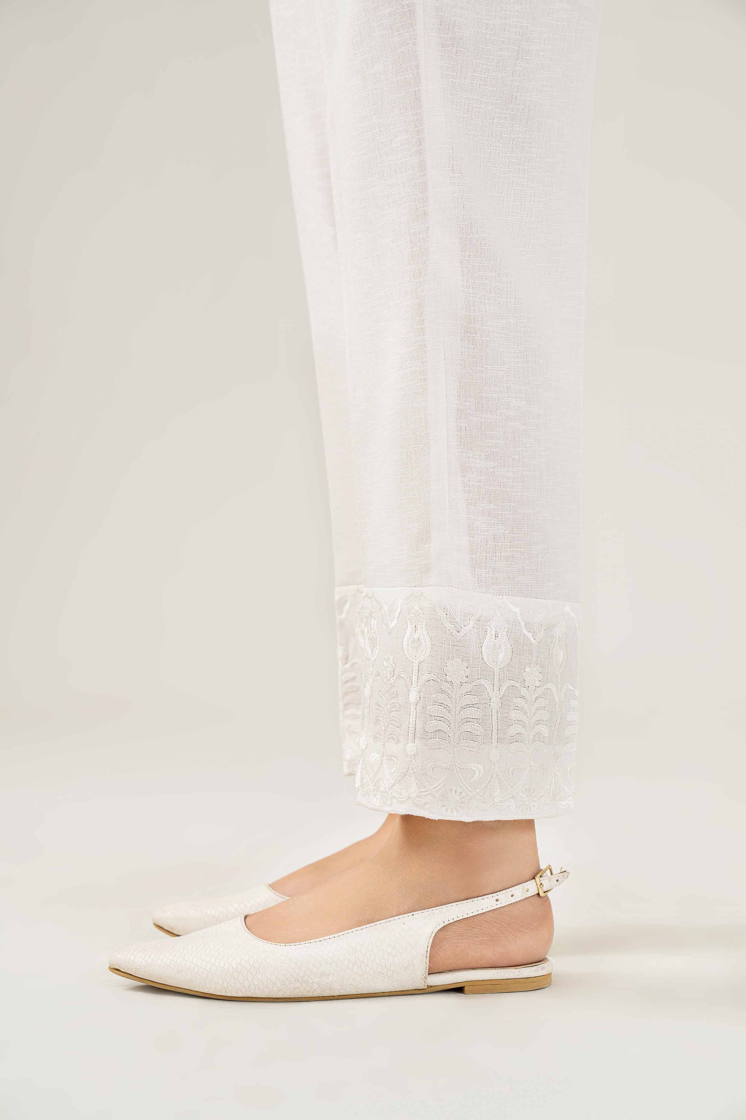 NishatUK - White Embroidered Karandi 1-piece ready to wear Trouser